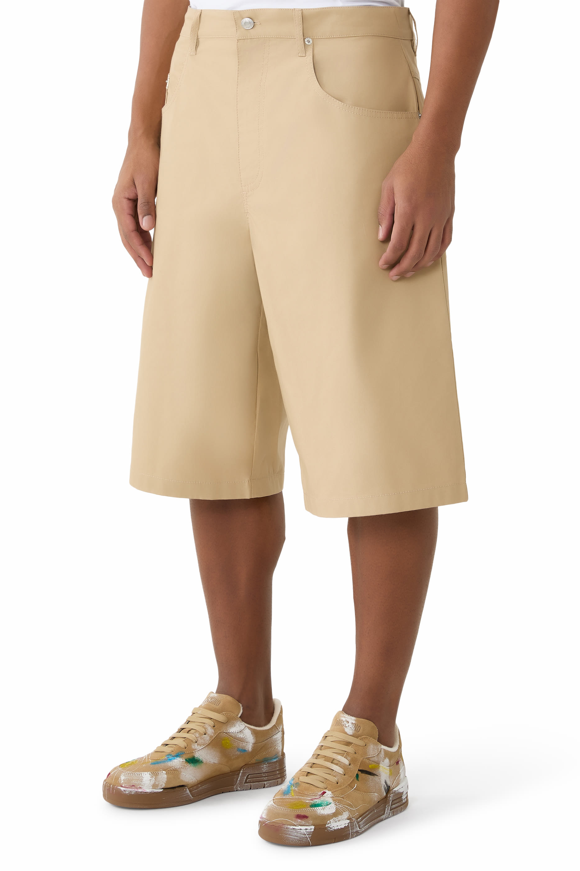 شورت مزين بشريط شعار الماركة قطن