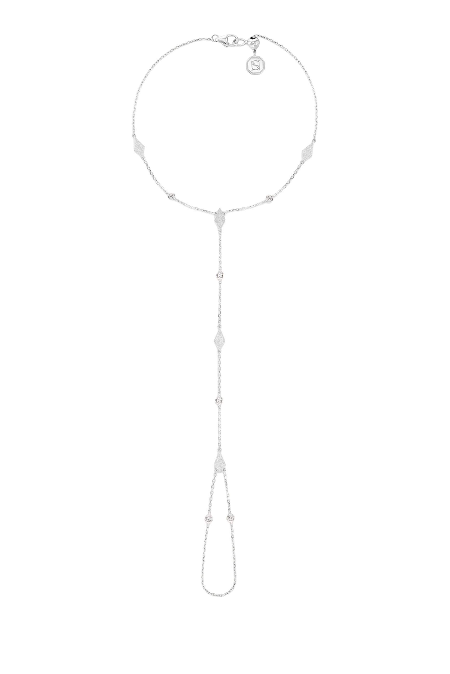 سوار موروكو بتصميم سلسلة بحلي مصقولة والماس، ذهب أبيض عيار 18