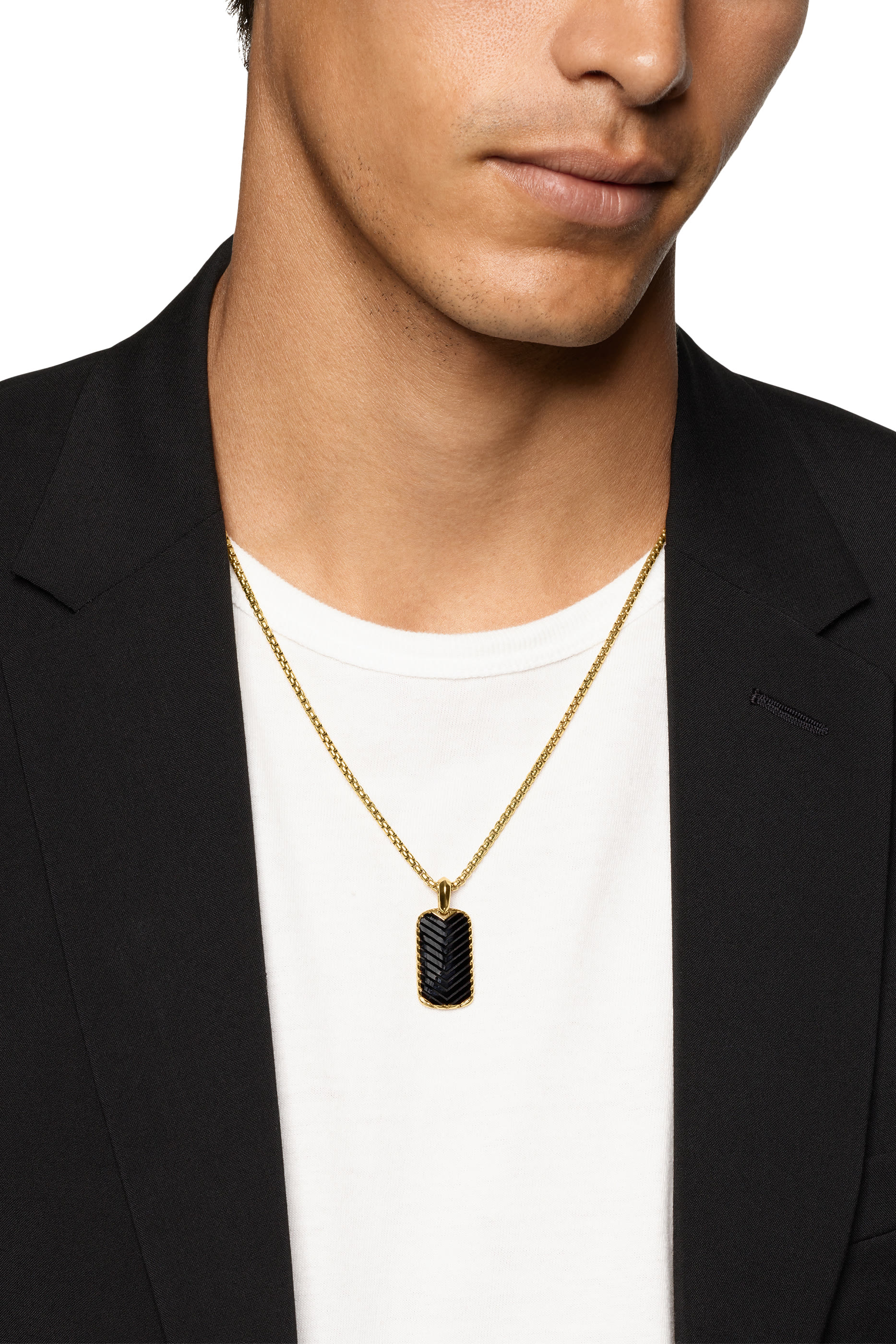 دلاية بنقشة شيفرون مرصعة بالعقيق، ذهب أصفر عيار 18