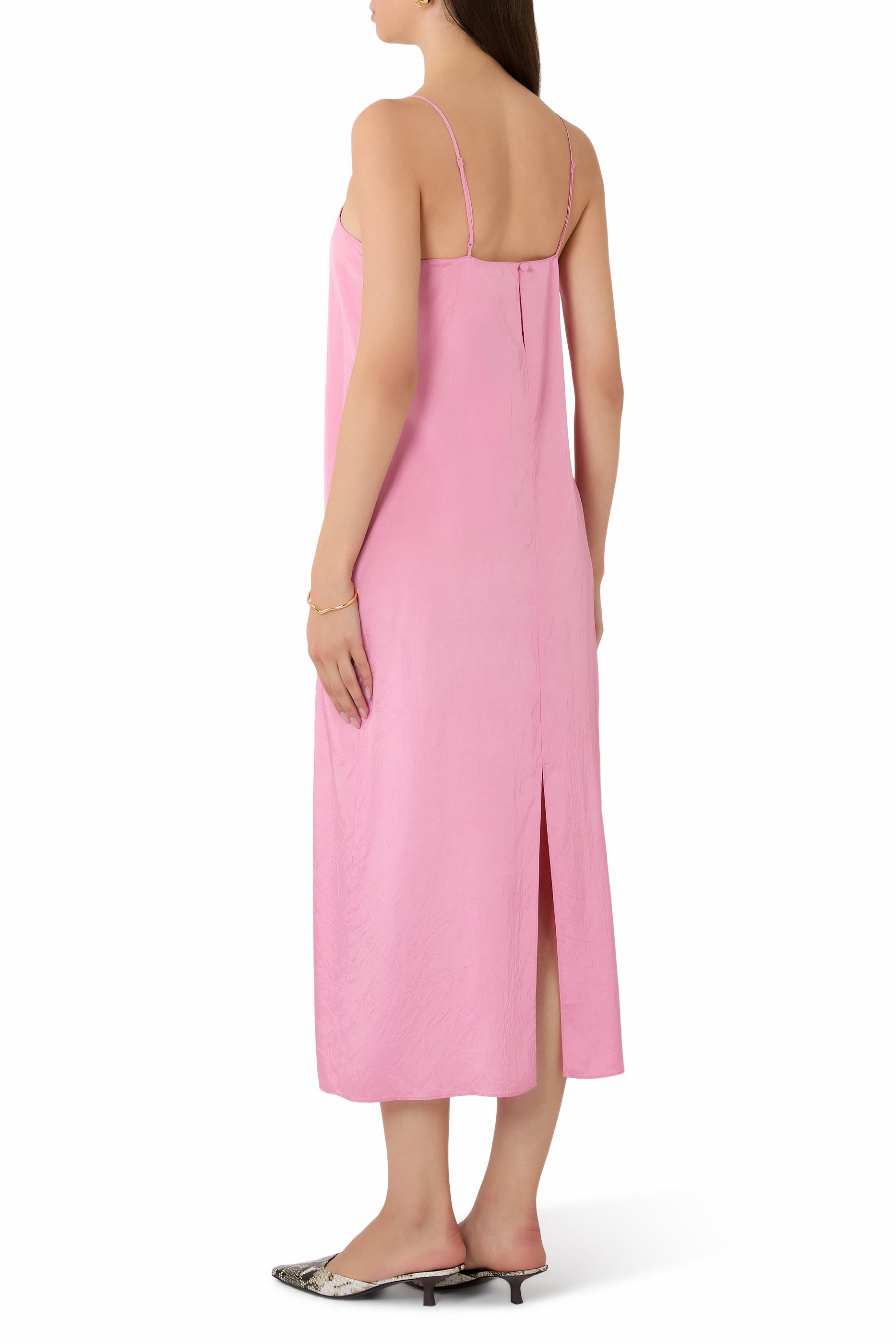 Summer Acetate Crinkle Slip Dress