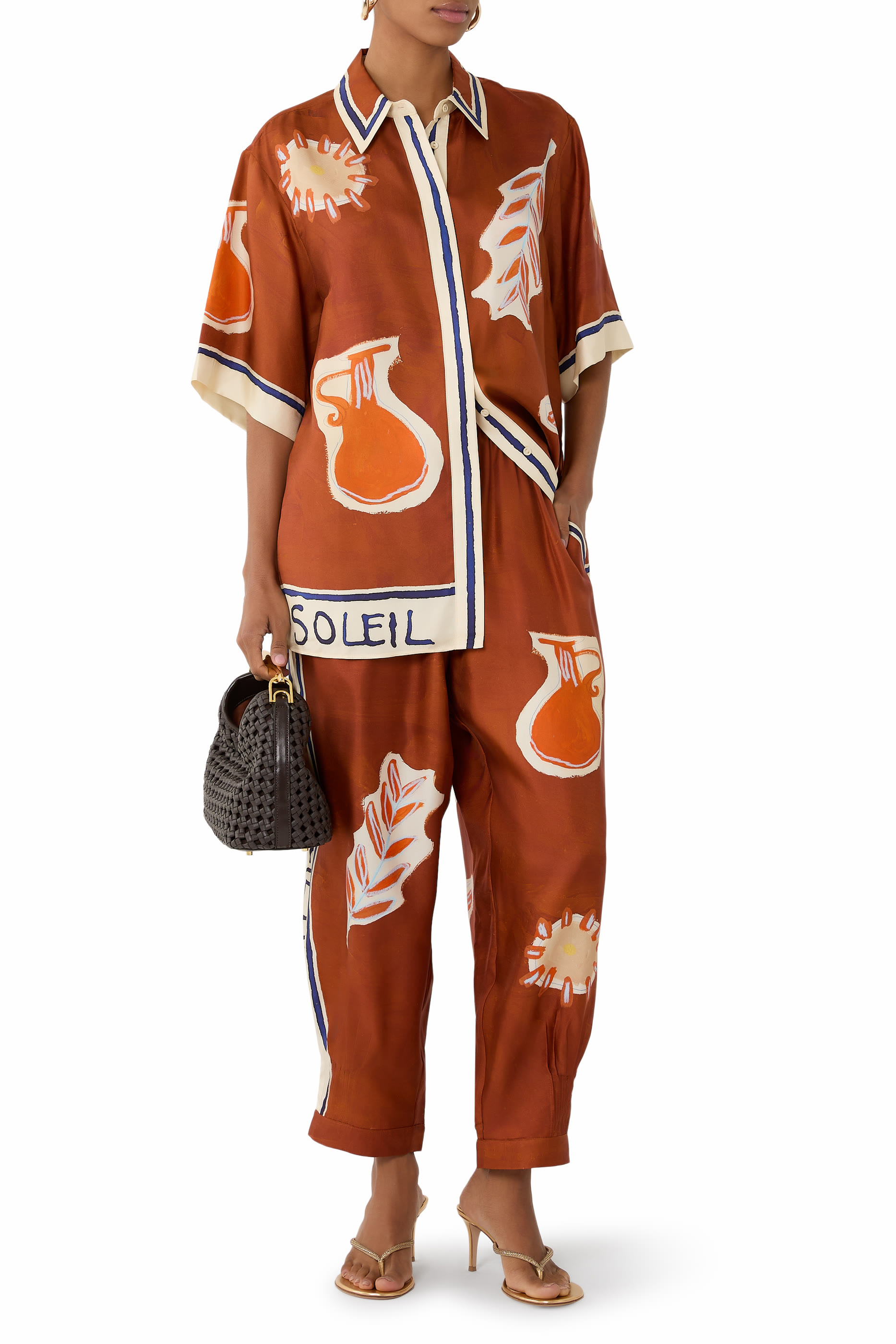 بنطال سولاي دامور بقصة ضيقة من الأسفل حرير