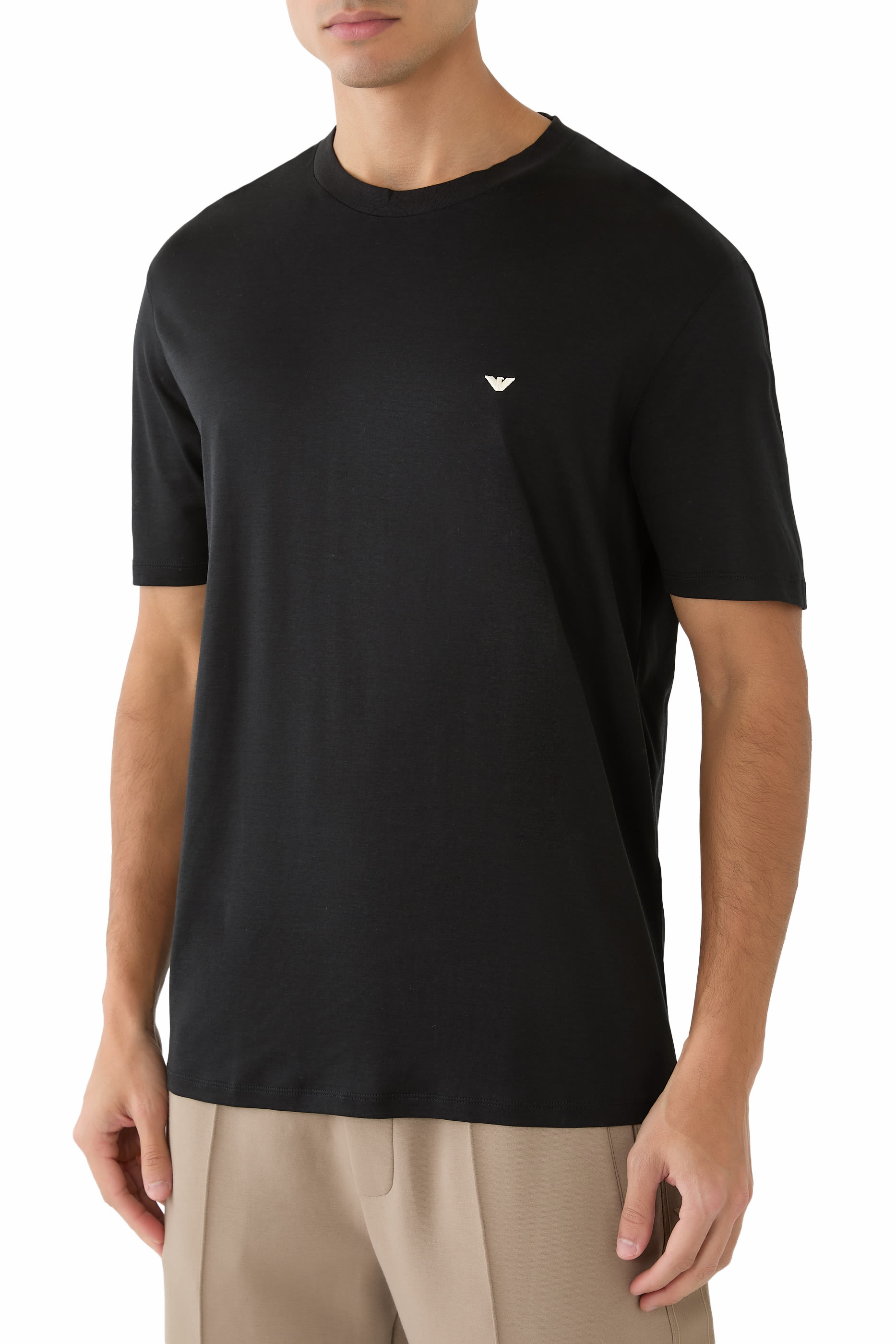 تيشيرت بتطريز شعار الماركة مزيج ليوسيل جيرسيه