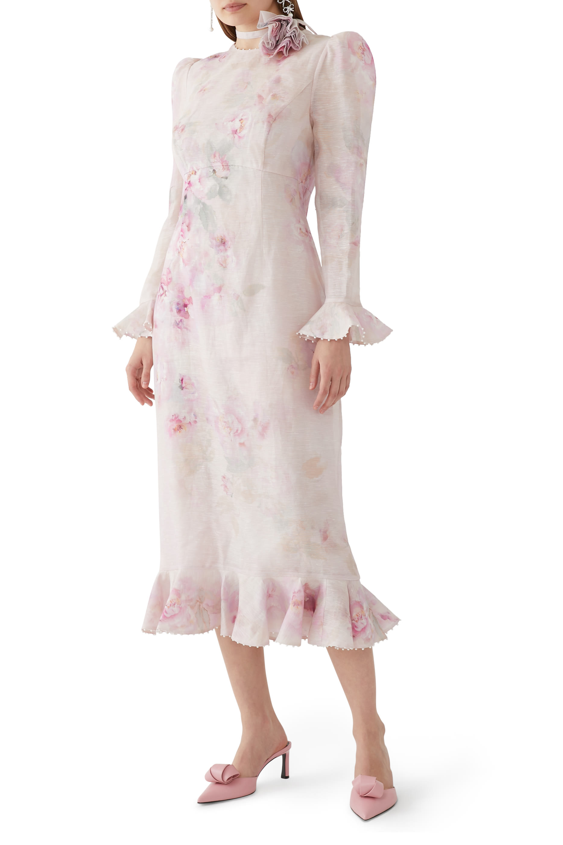 فستان كراش بقصة متوسطة وطبعات زهور