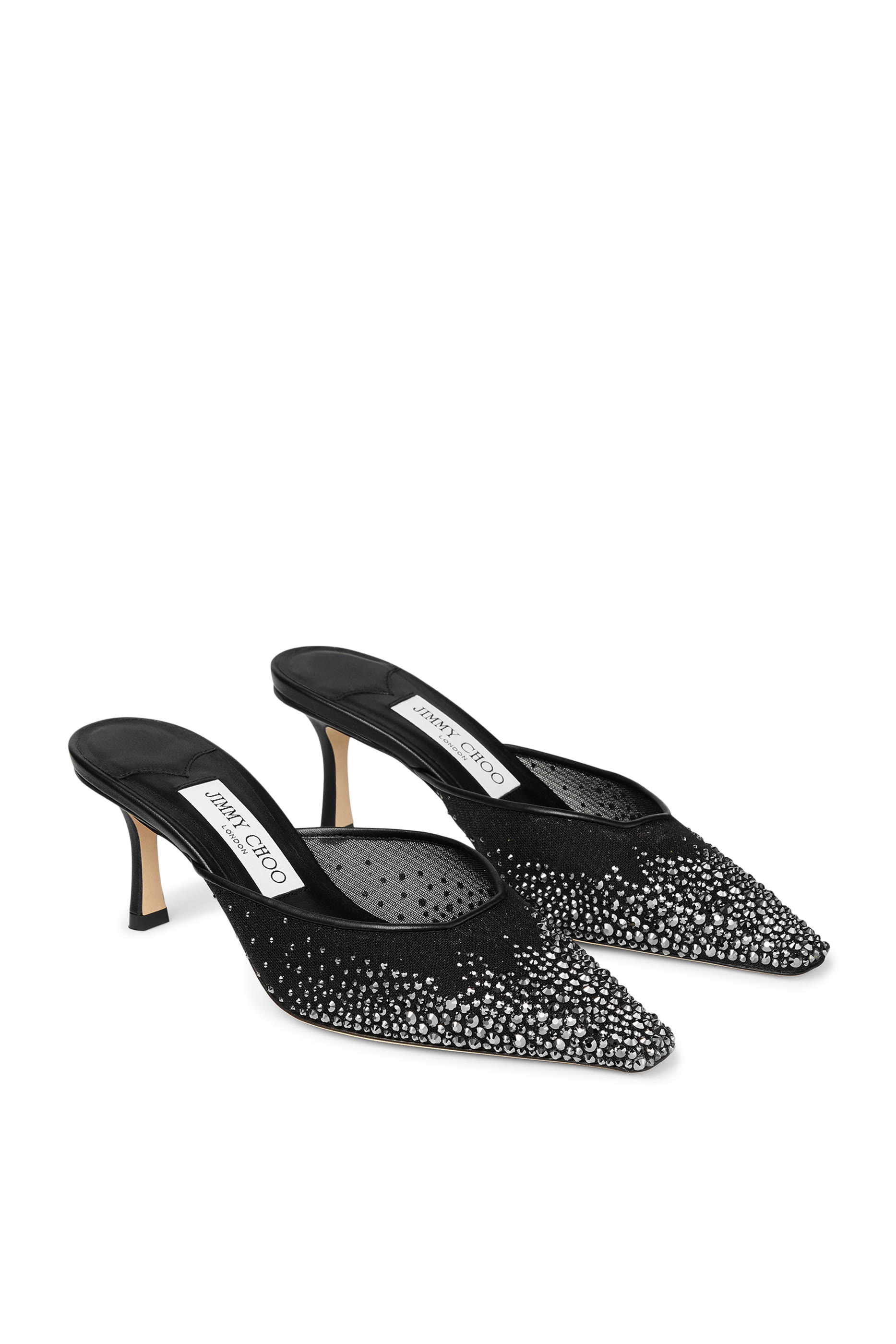 حذاء مفتوح من الخلف فيفي 65 قماش شبكي مرصع بالكريستال