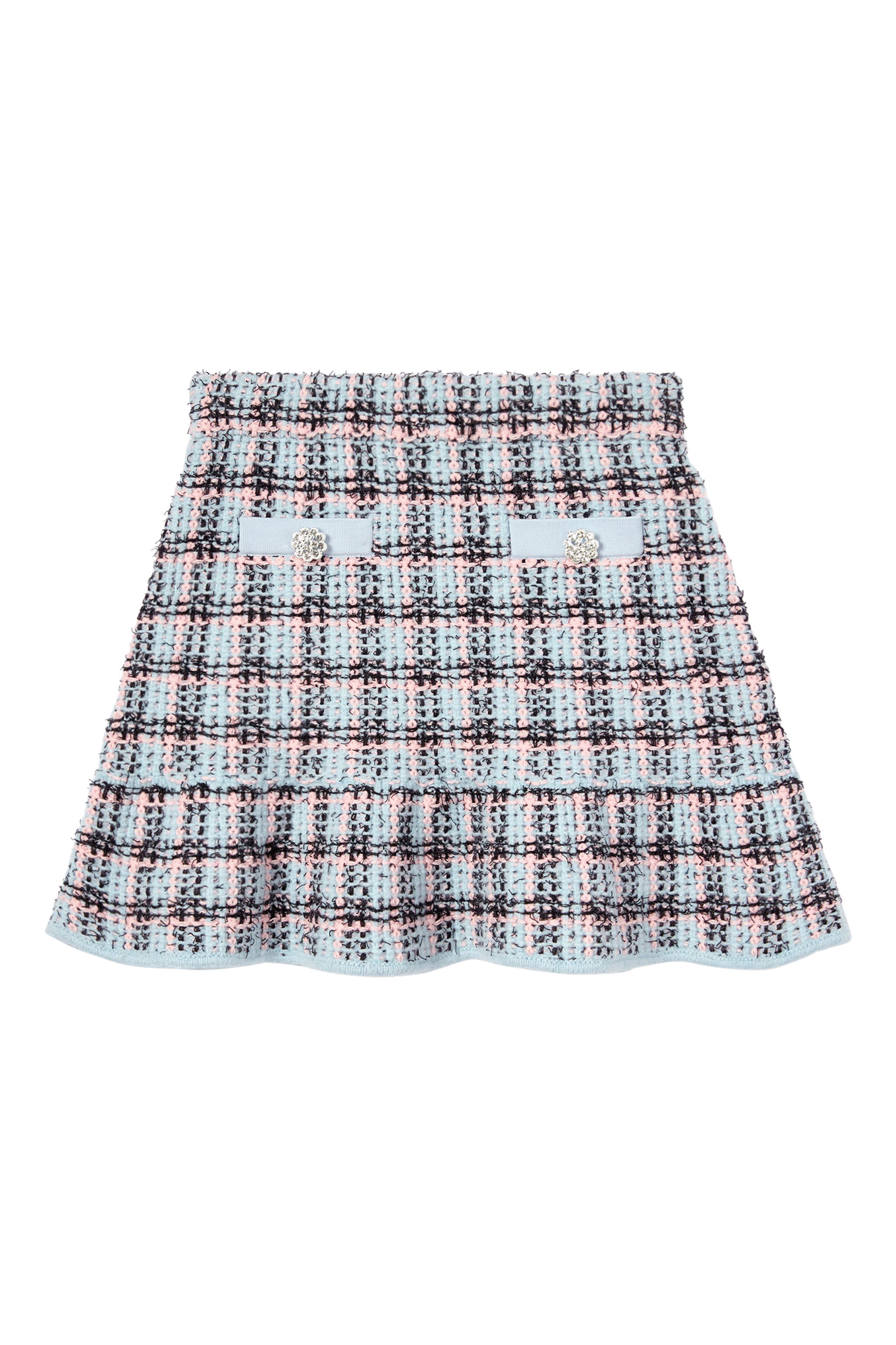 تنورة مخططة منسوجة بارزة الملمس للأطفال