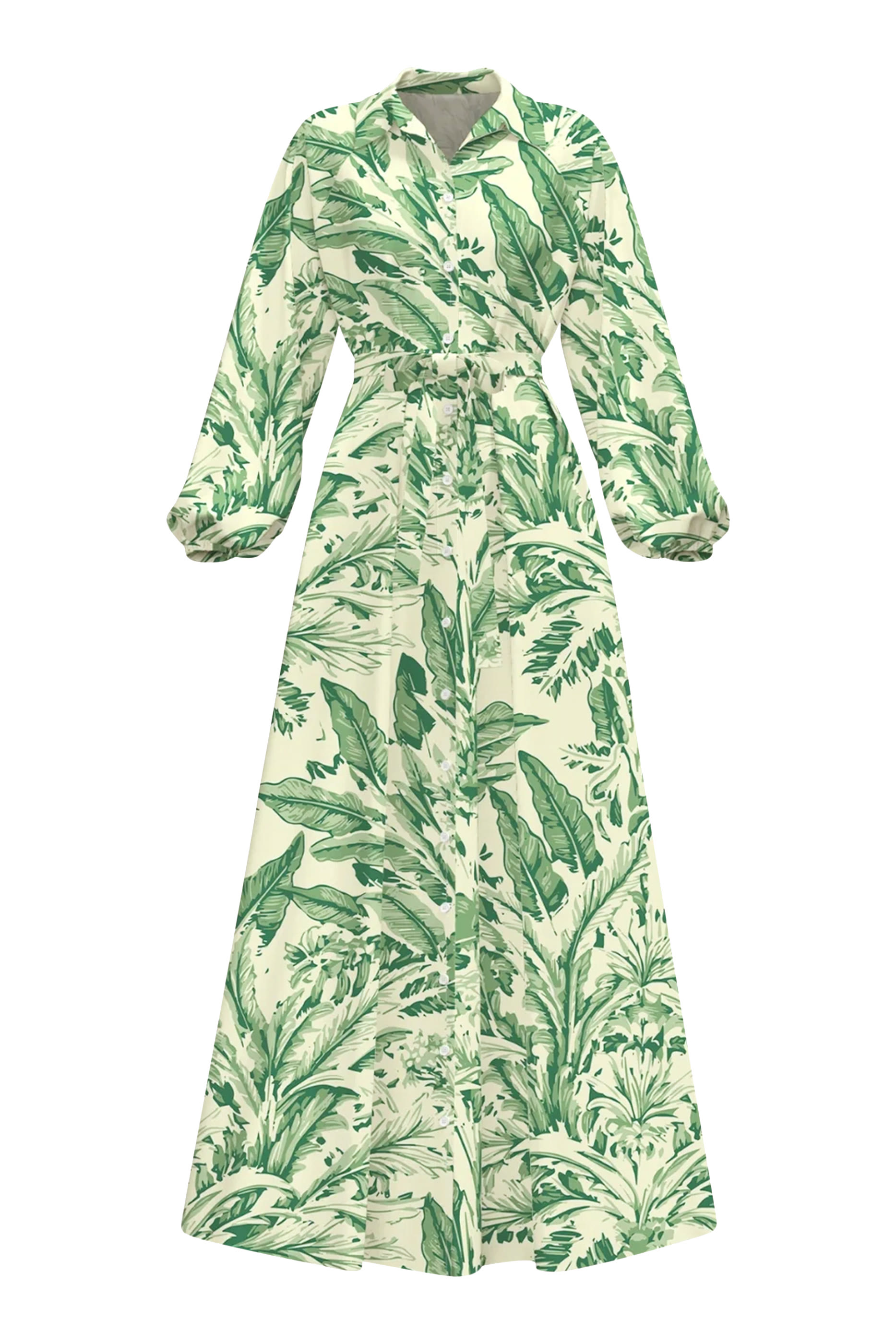 فستان ناجا متوسط الطول بنقشة قطن بوبلين