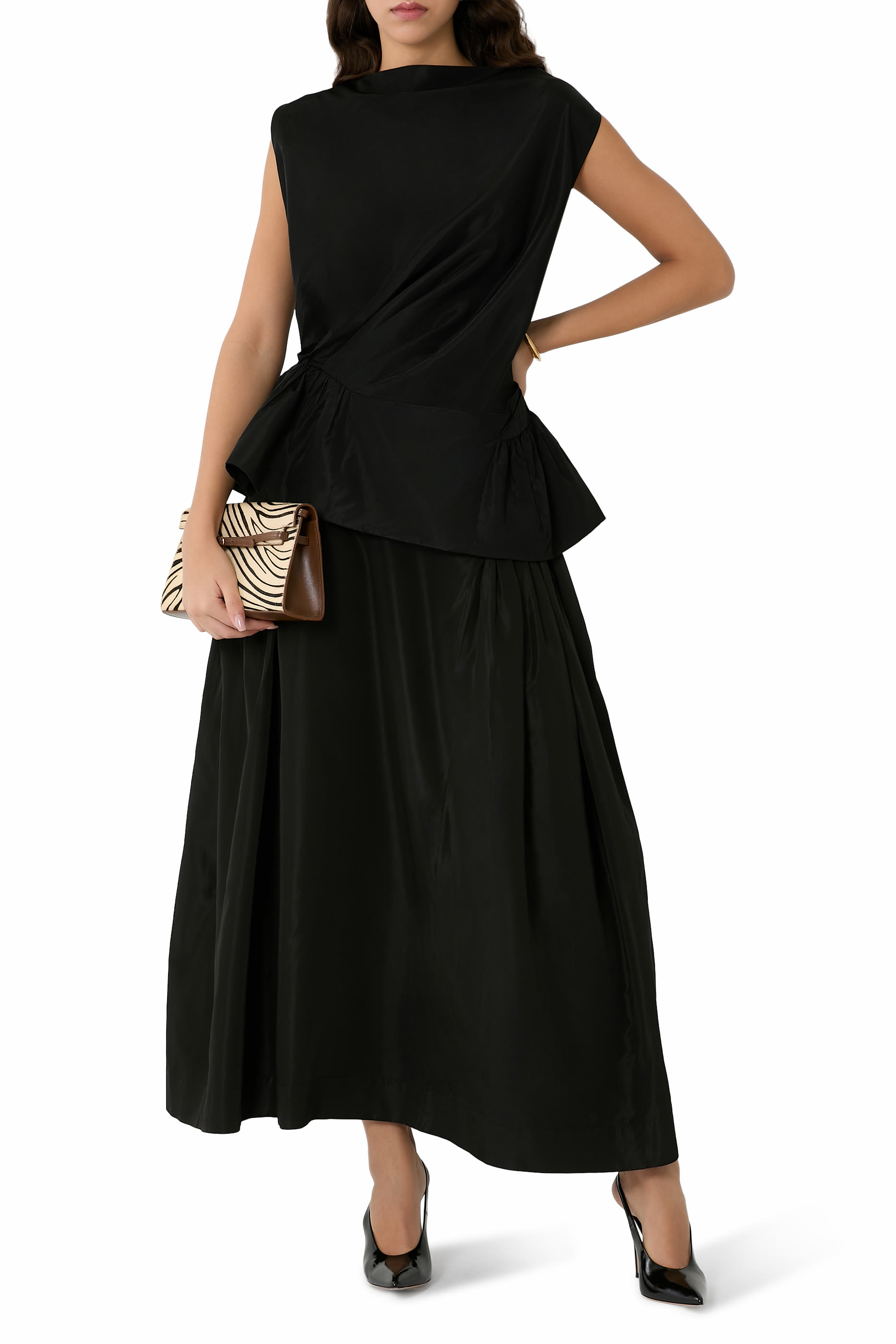 Draped Bind Peplum Top