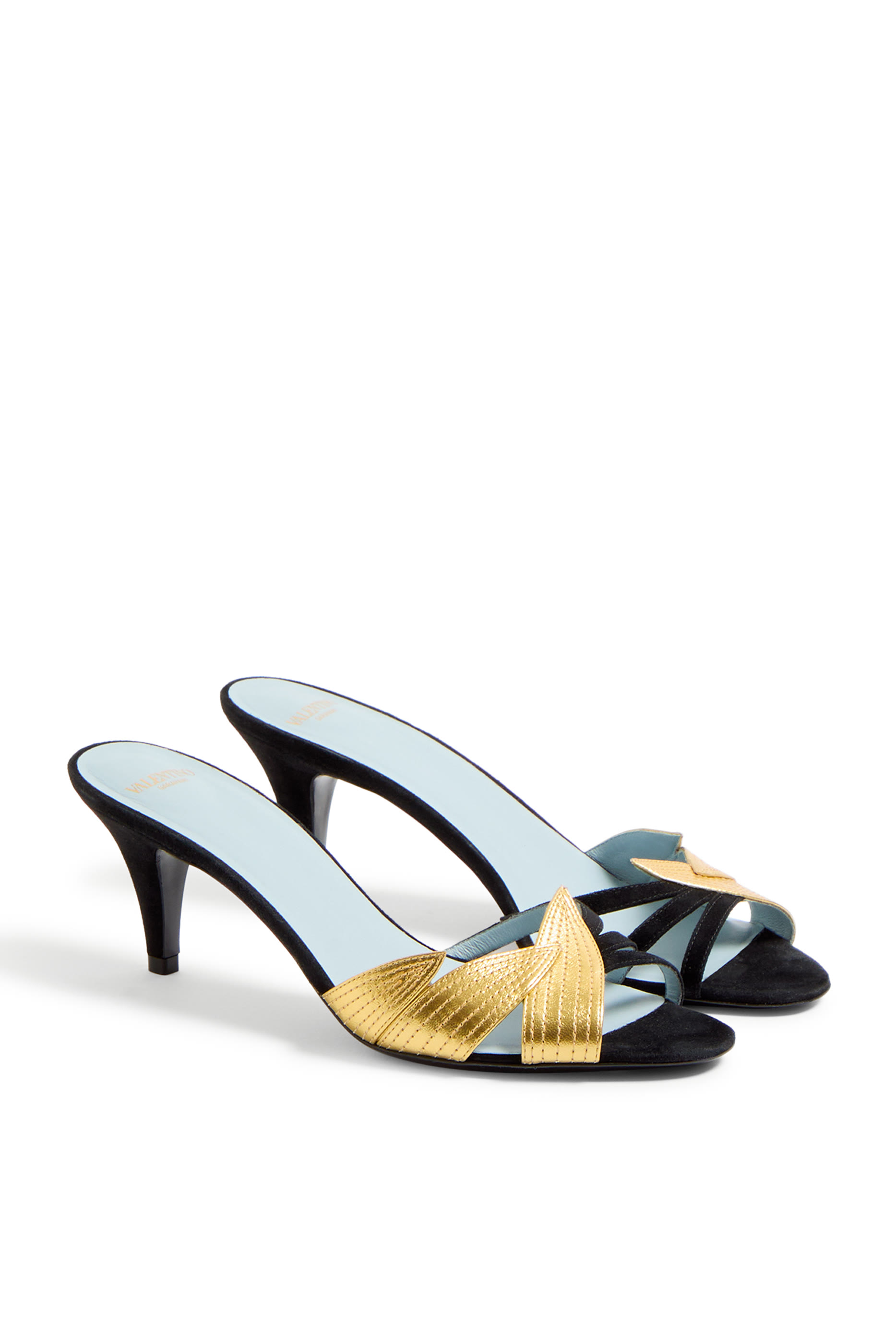 حذاء 65 شمواه مفتوح من الخلف بأجزاء تصميم أوراق