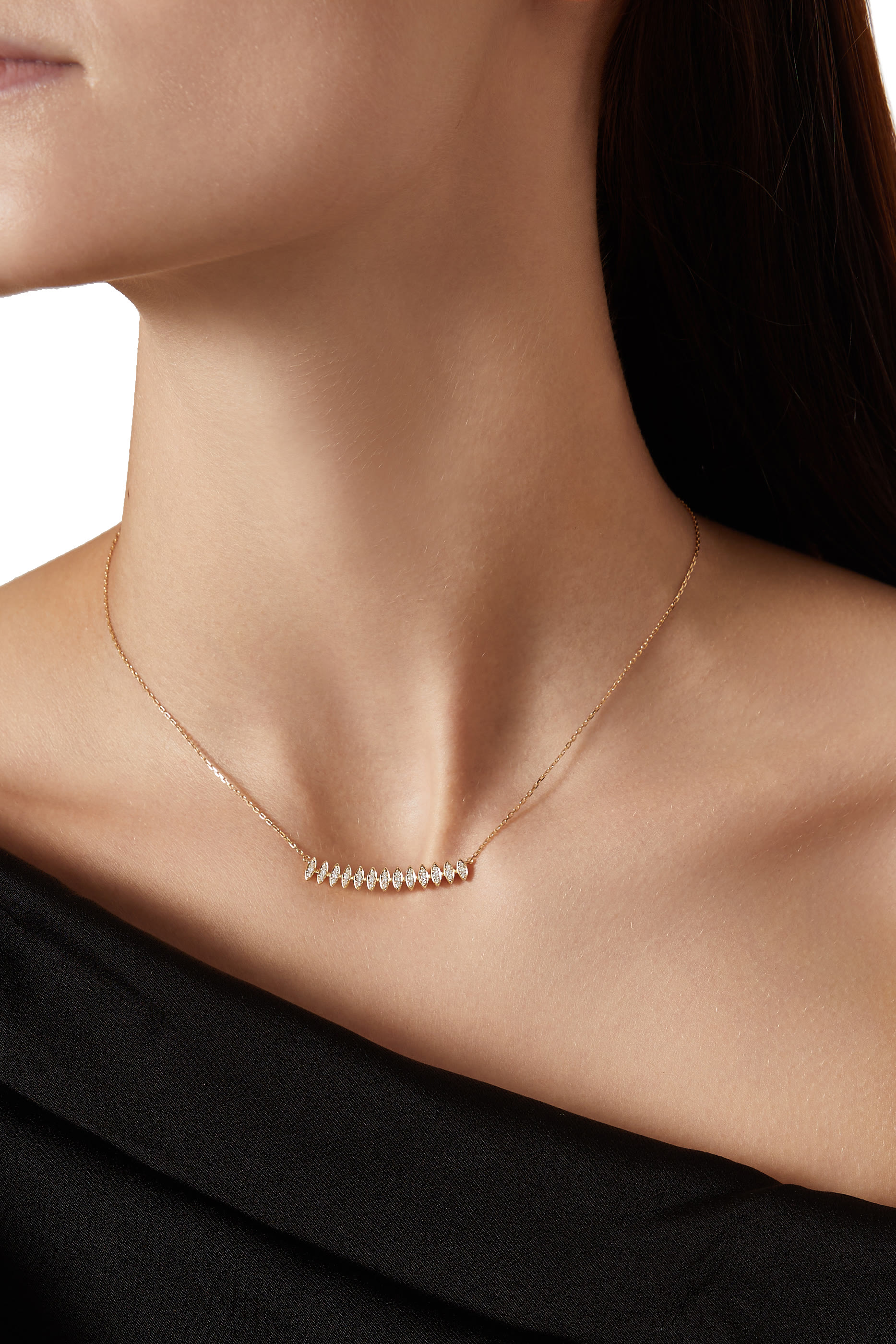 قلادة صغيرة برق مرصعة بماس ماركيز، ذهب أصفر عيار 18