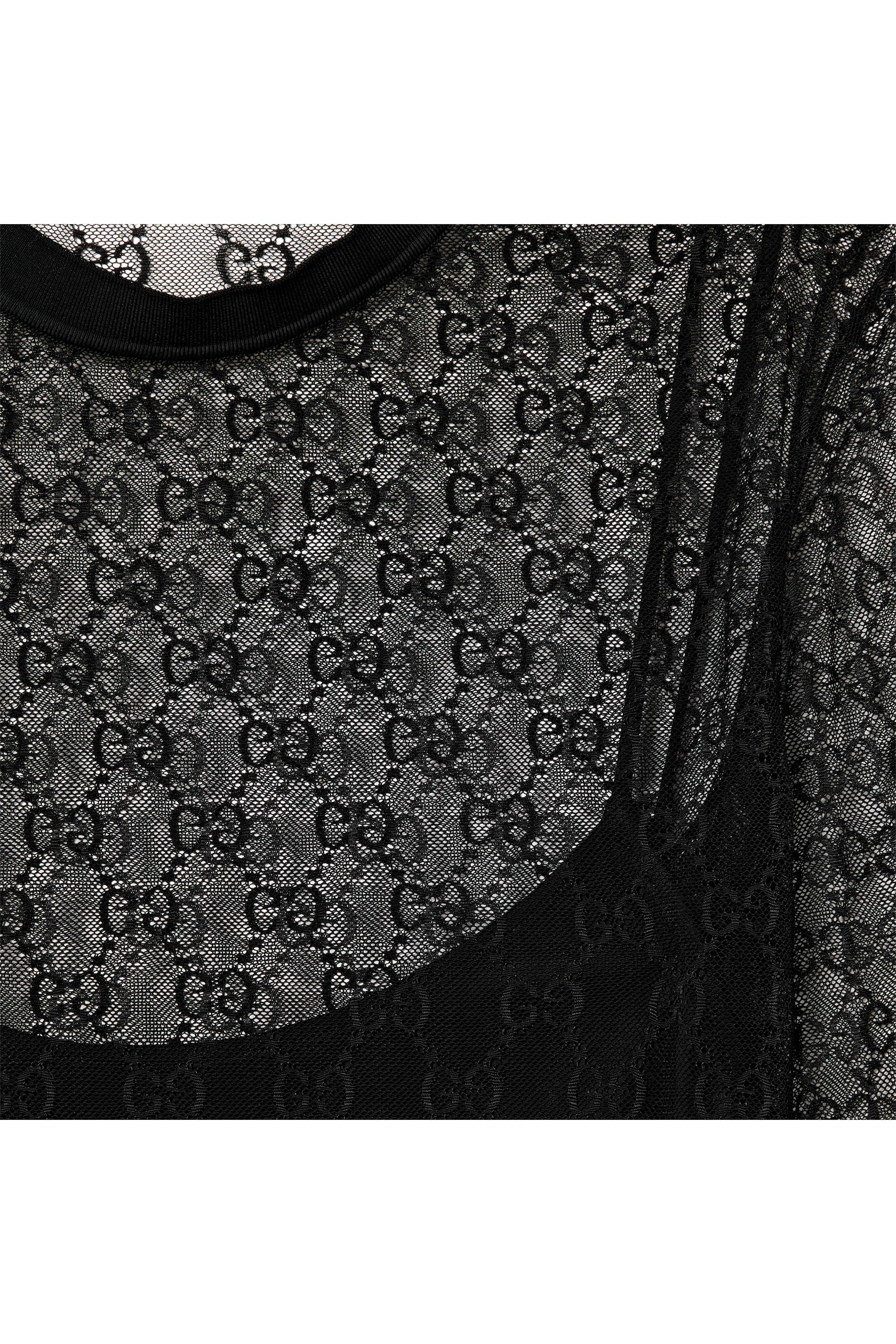 تيشيرت دانتيل مطاطي بنقشة شعار الماركة