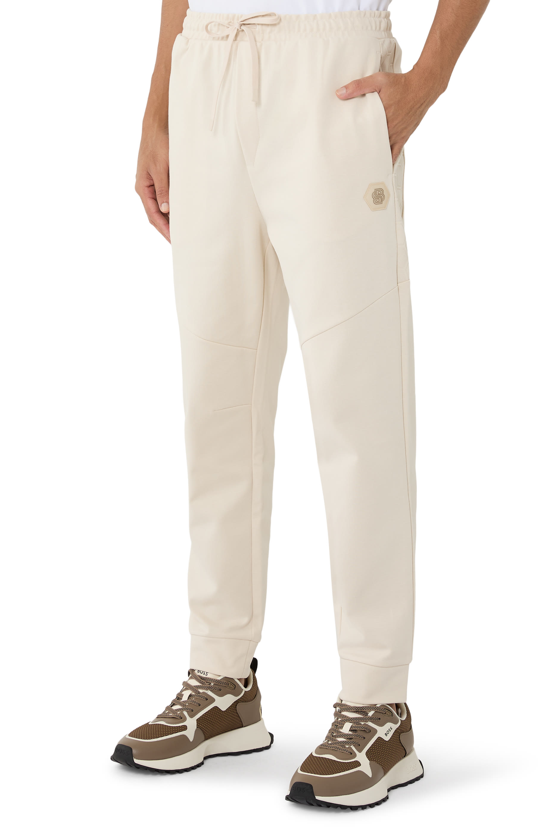 بنطال بدلة رياضية بشعار الماركة مزدوج مزيج قطن