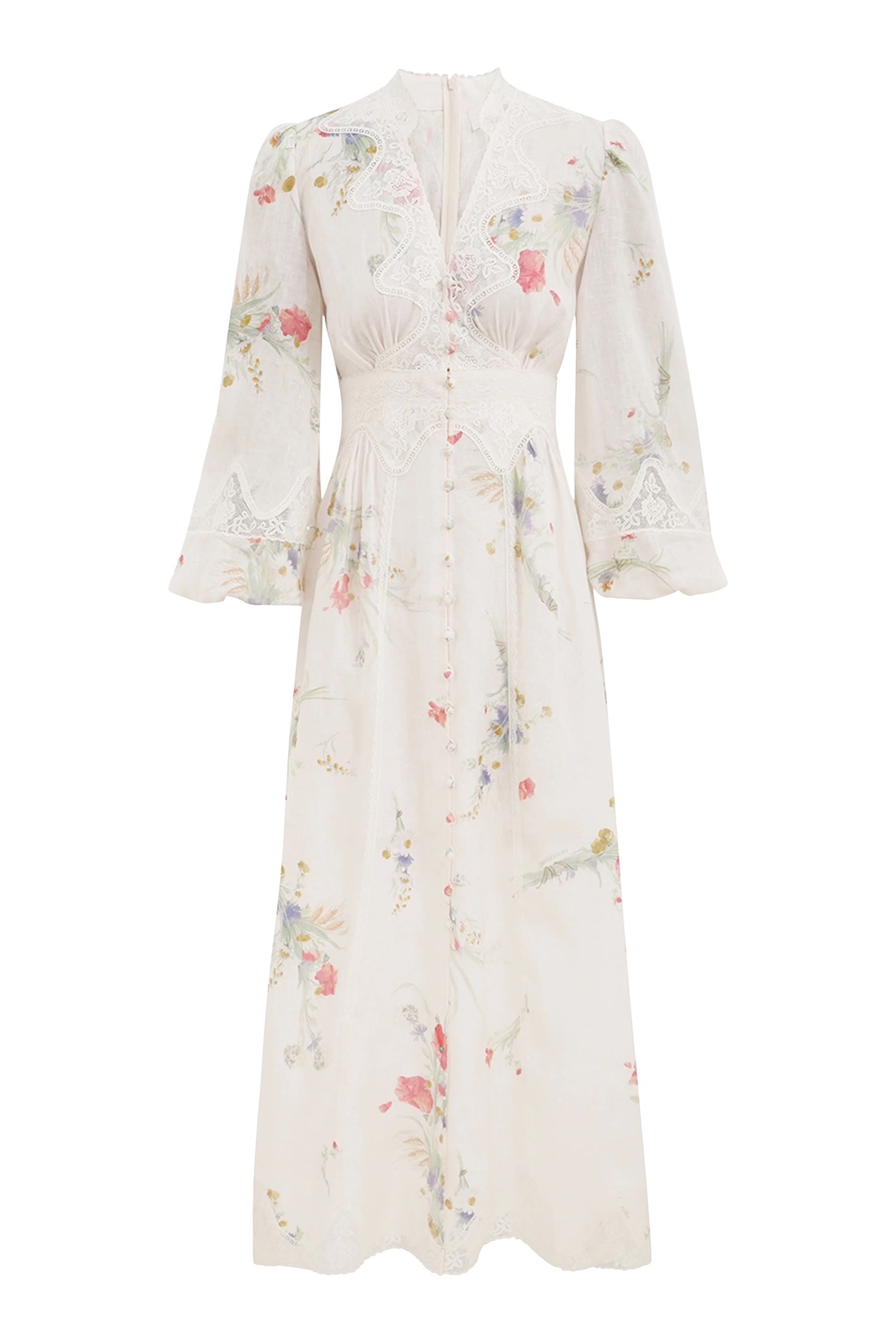 فستان لاكي متوسط الطول بياقة عميقة دانتيل