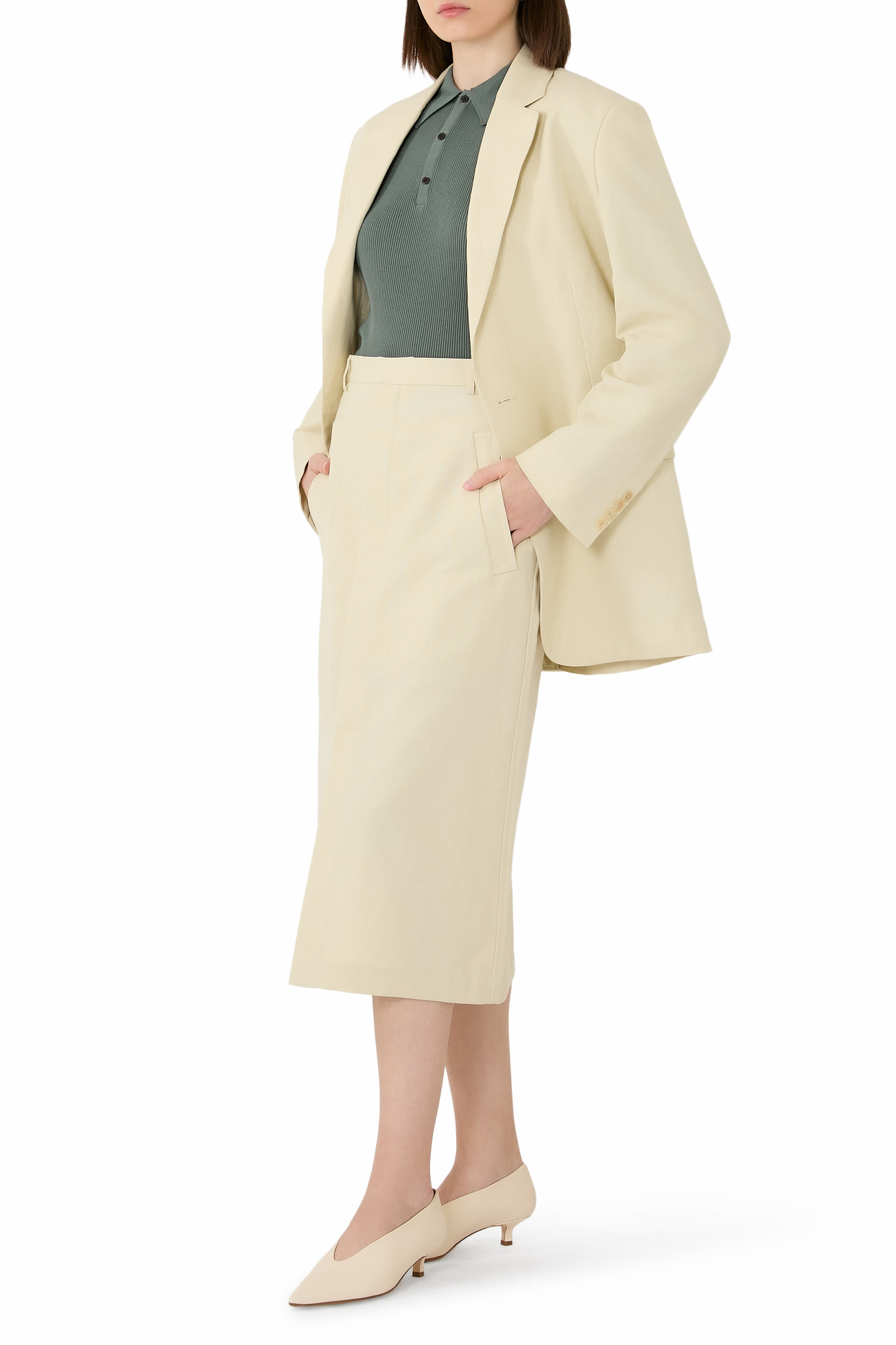 تنورة قماش أوكسفورد صوف وقطن وكتان