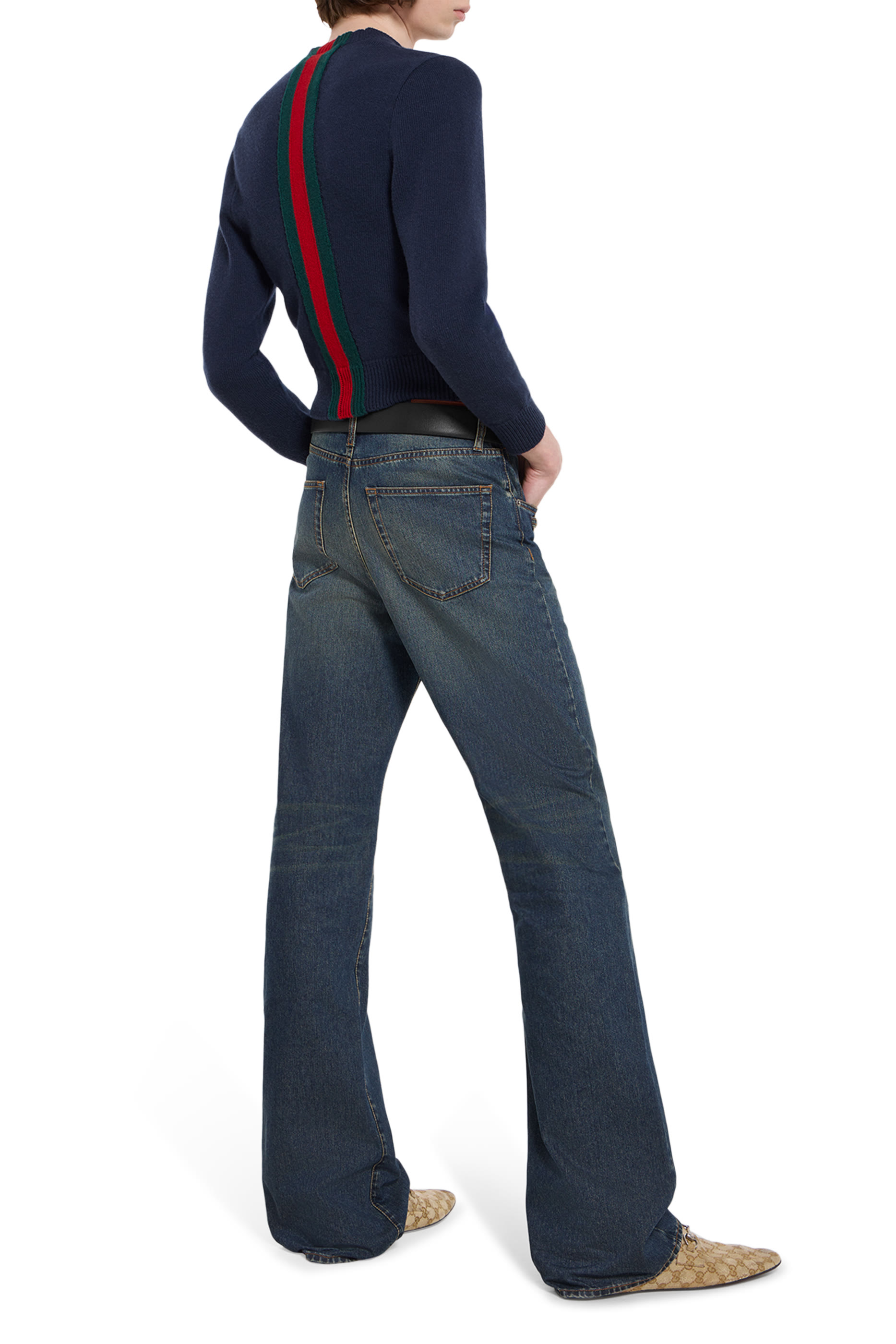 بنطال بحلية لجام الحصان دنيم