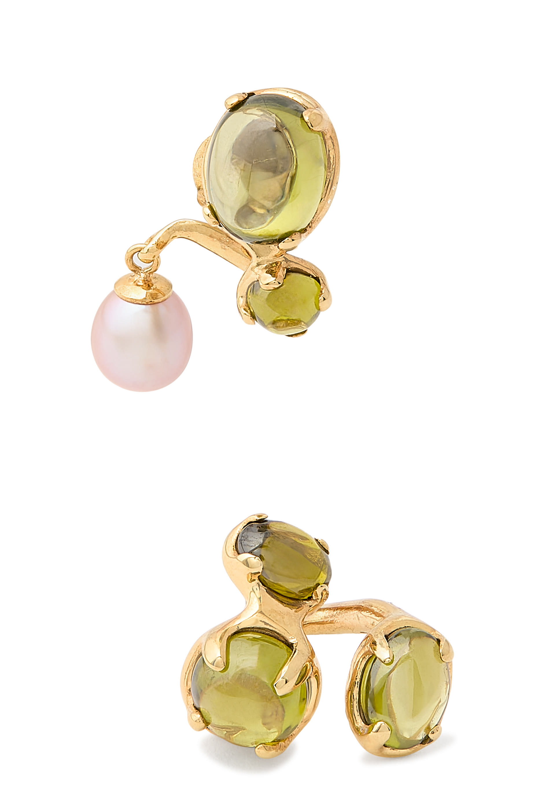 أقراط كلايمس مزينة بكريستال ولؤلؤ، فضة إسترلينية 925