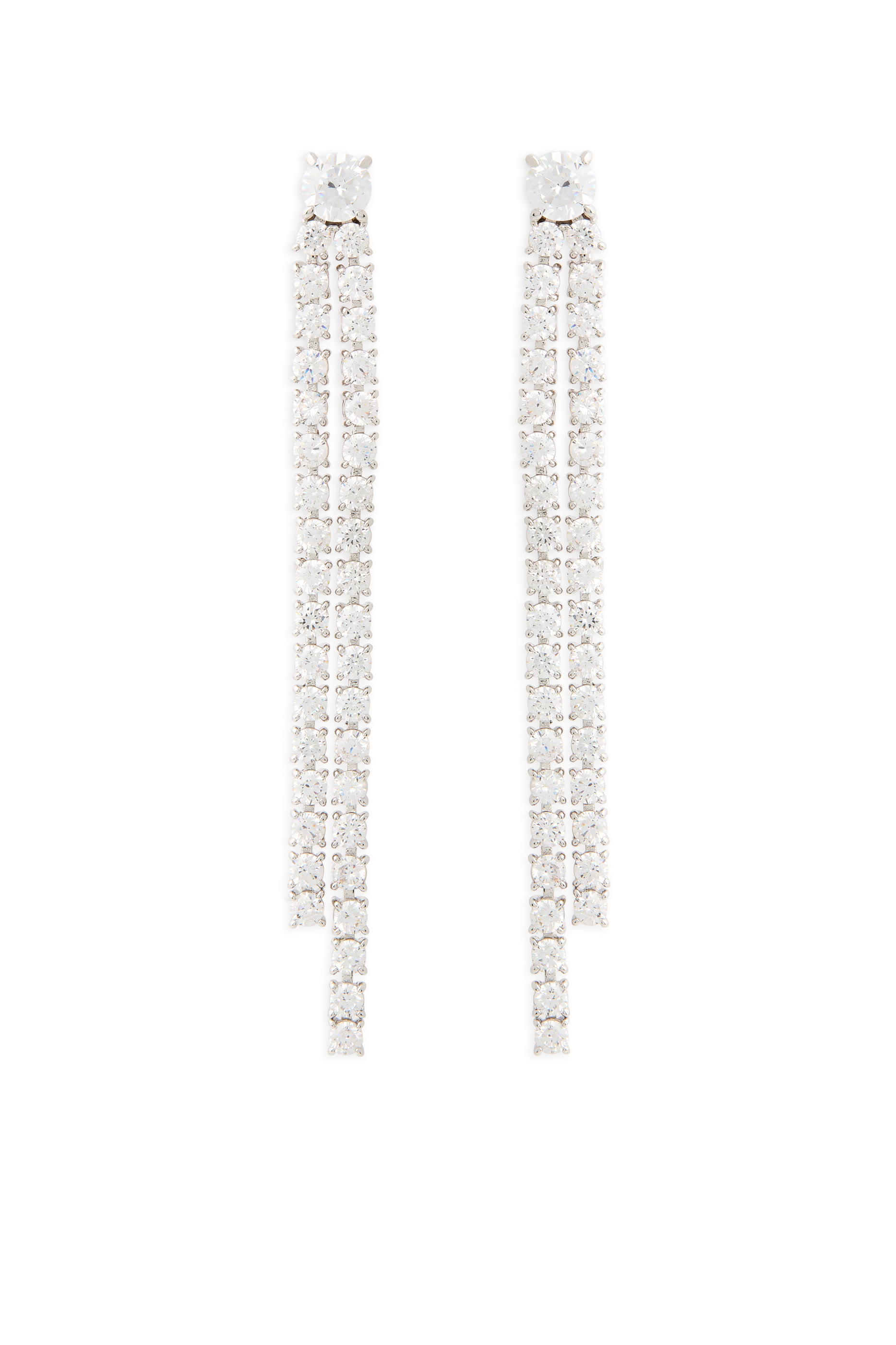 أقراط سولتير تنس متدلية مرصعة بأحجار زركونيا مكعبة، فضة إسترلينية