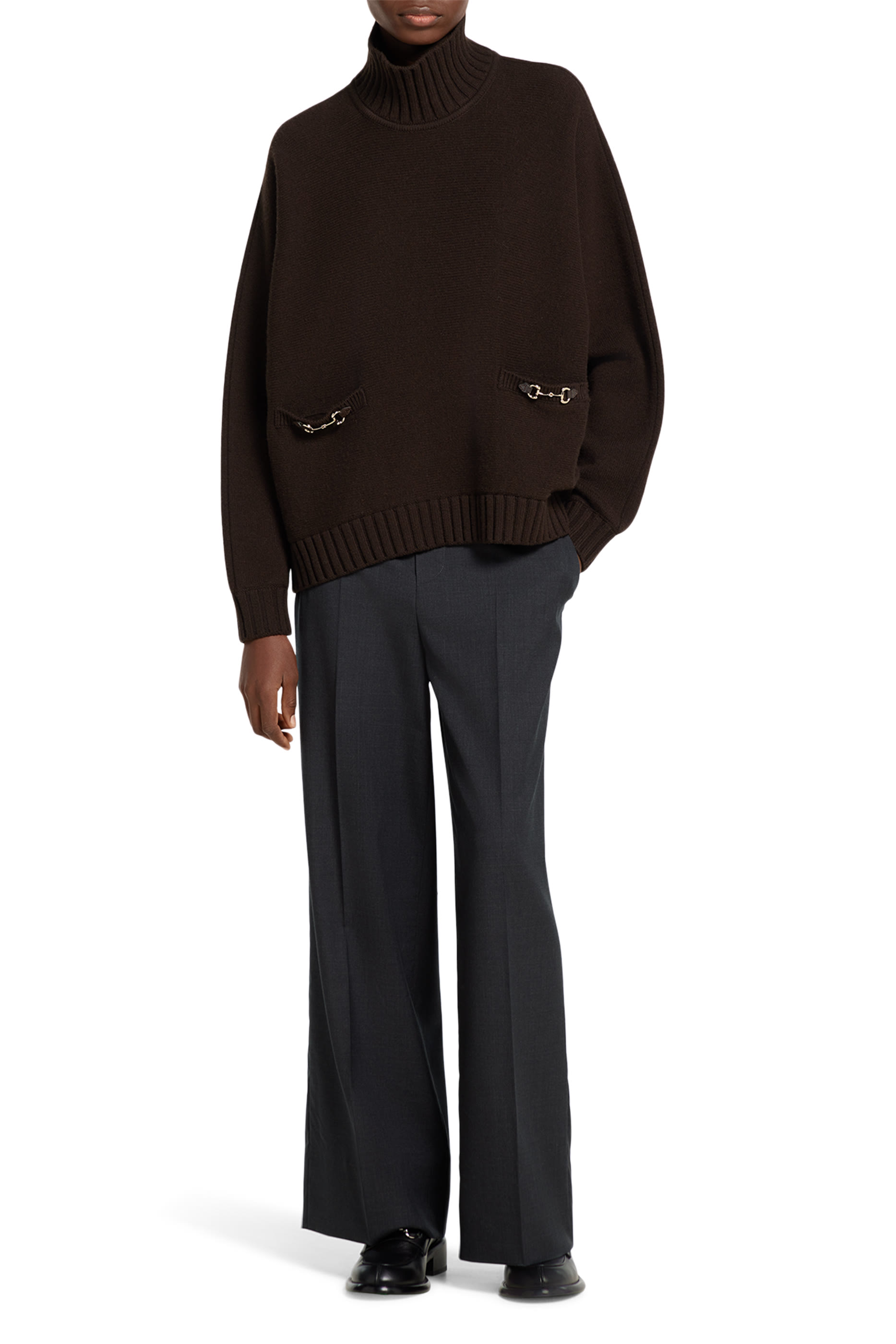 كنزة بحلي لجام الحصان صوف كشمير