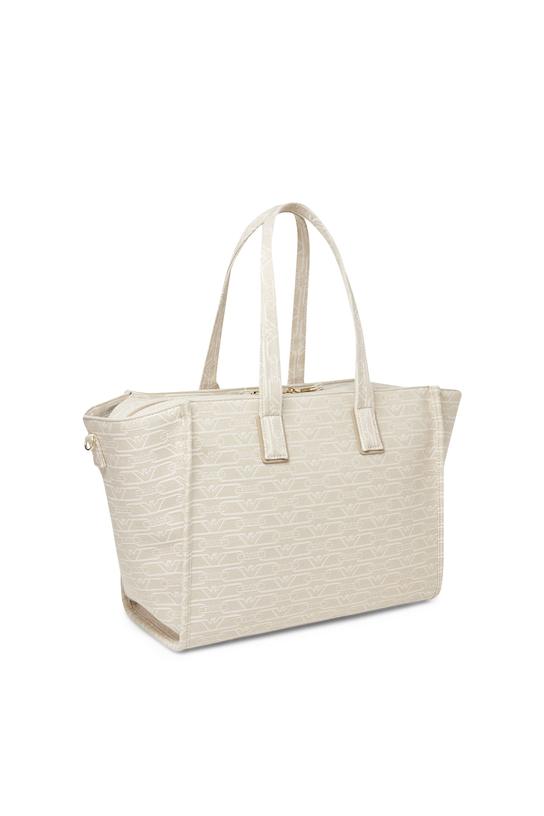 حقيبة يد متوسطة بطبعة حروف شعار الماركة بالكامل null