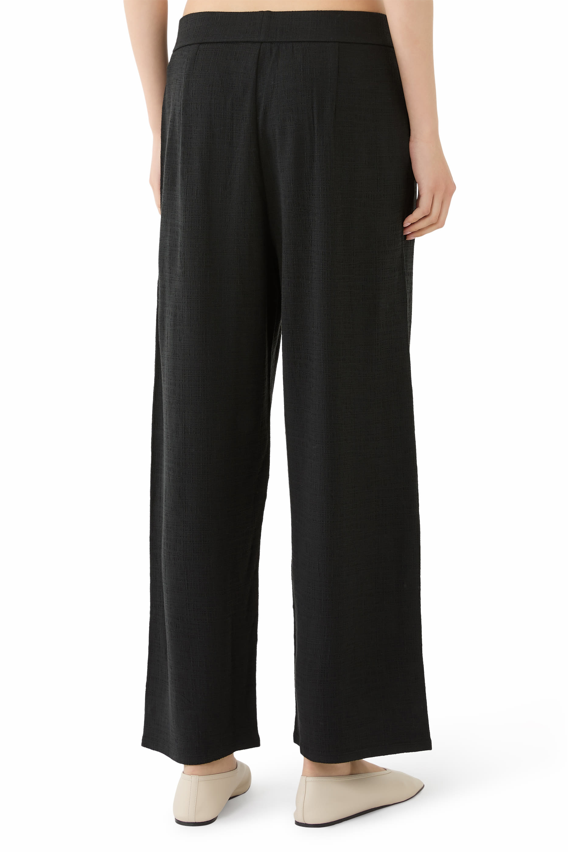 بنطال بقصة مستقيمة نسيج جيرسيه مطاطي