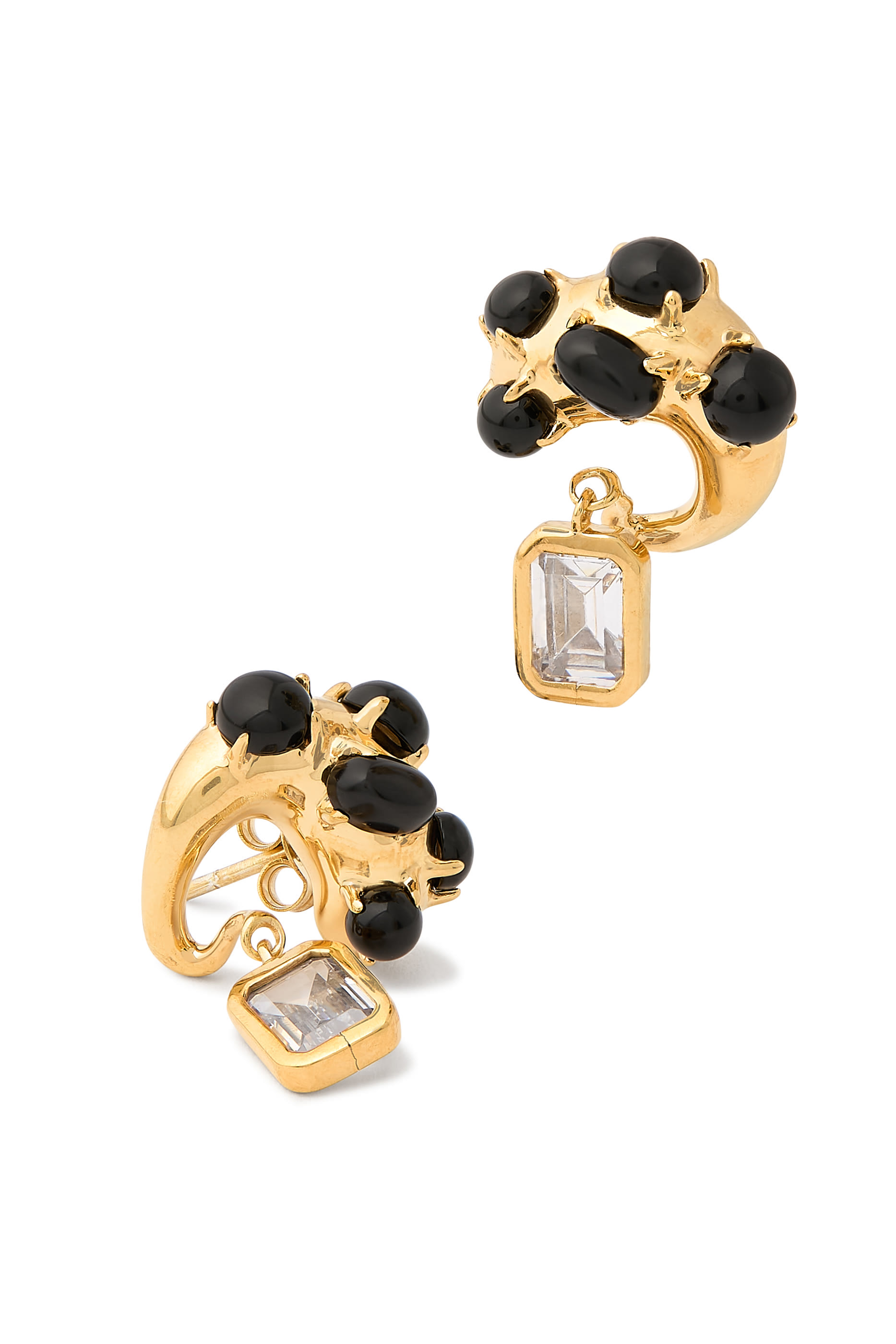 أقراط نانو مرصعة بكريستال ولؤلؤ أسود، فضة إسترلينية 925