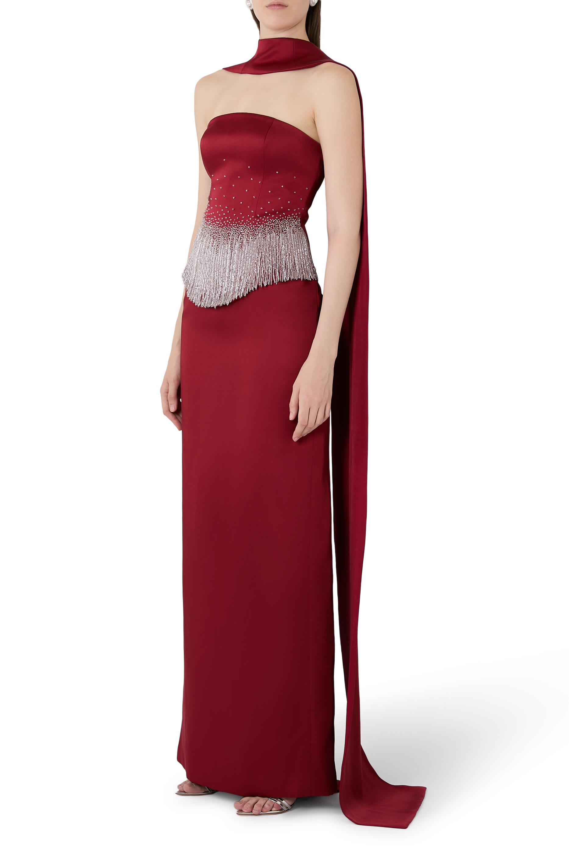 فستان سهرة لوز حرير تافيتا