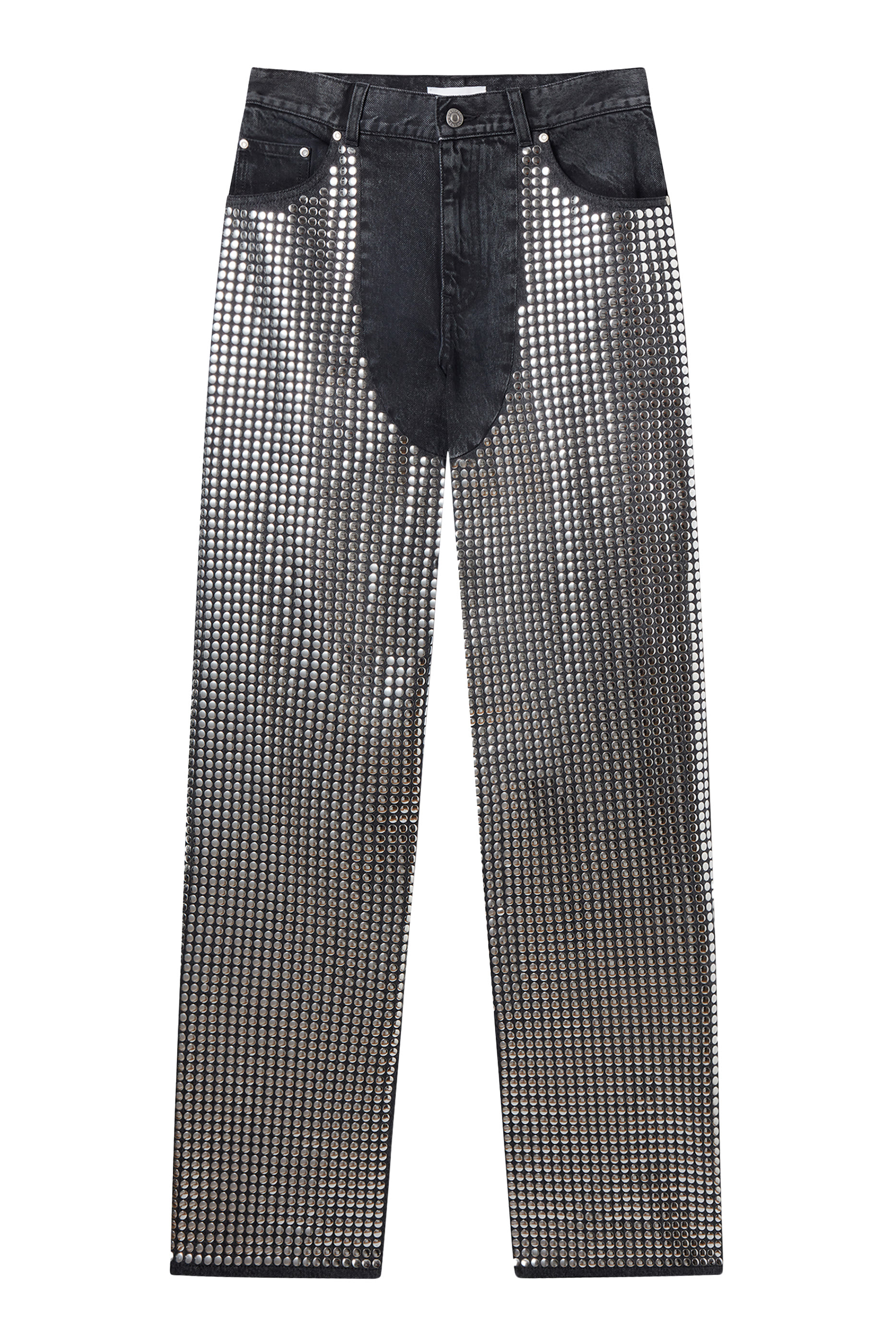 بنطال جينز بتصميم مقسم بحلي عاكسة دنيم