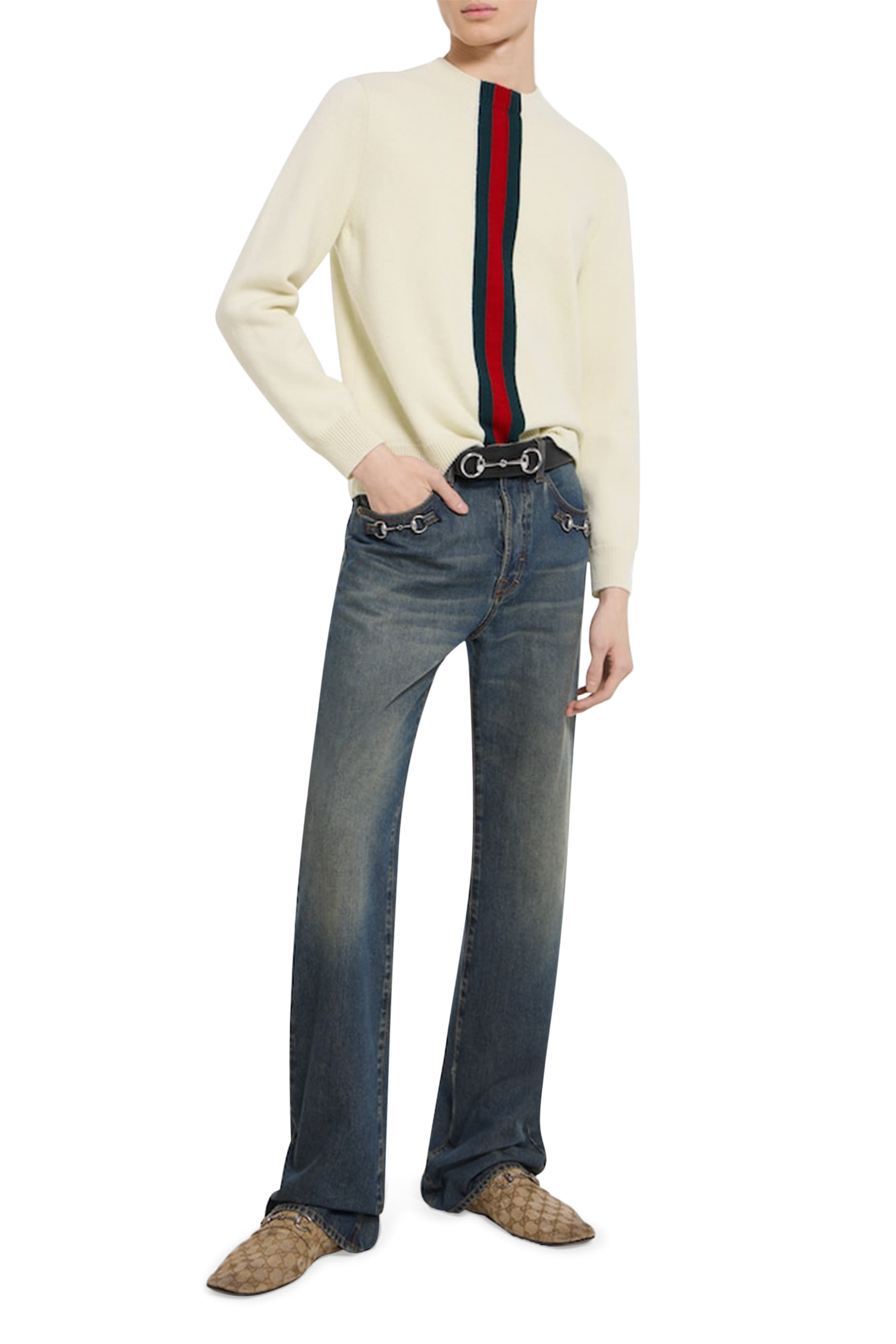 كنزة بشريط ويب بحياكة إنترسيا نسيج صوف ناعم