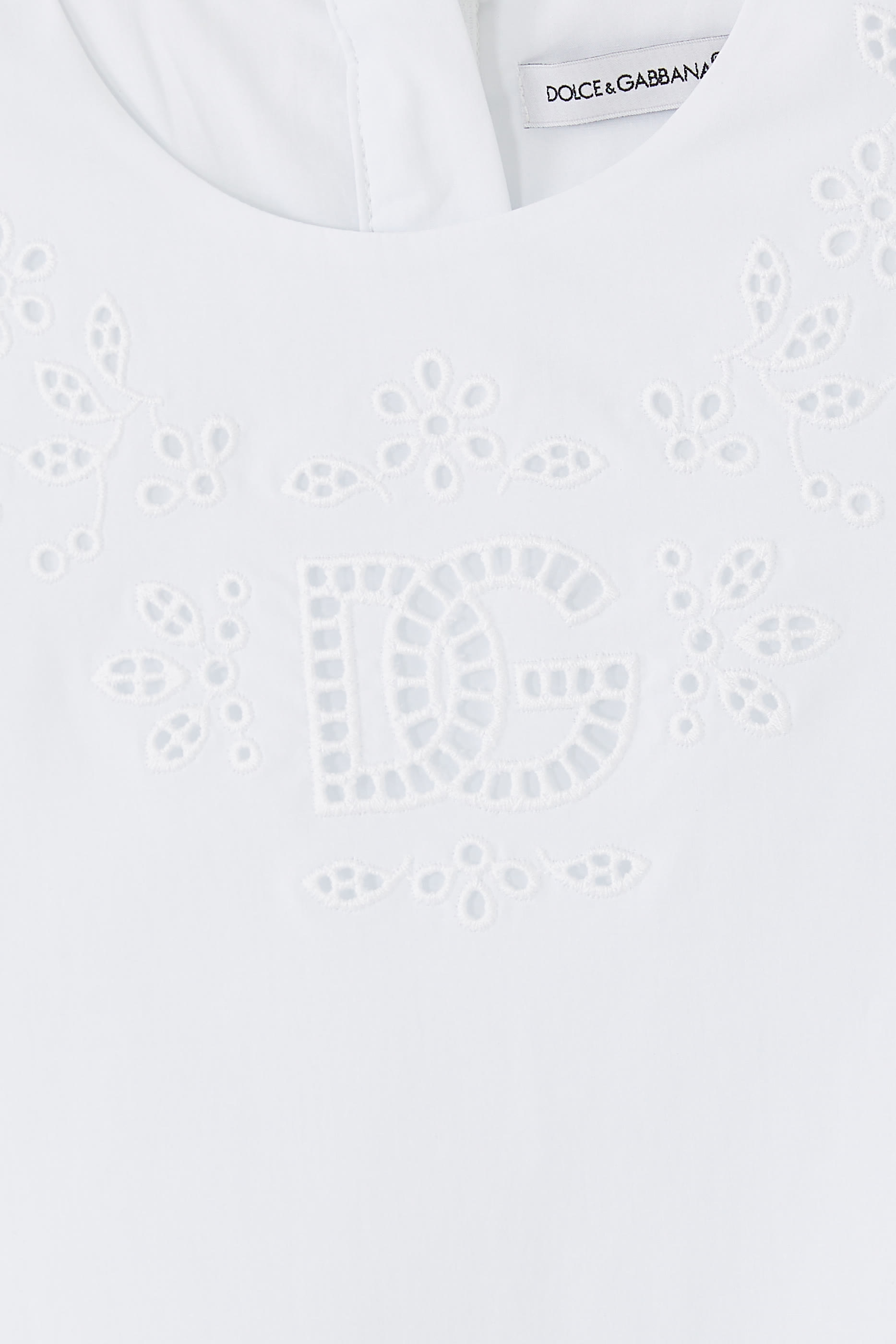 فستان بقصة ضيقة من أعلى وواسعة من أسفل بوبلين بشعار الماركة