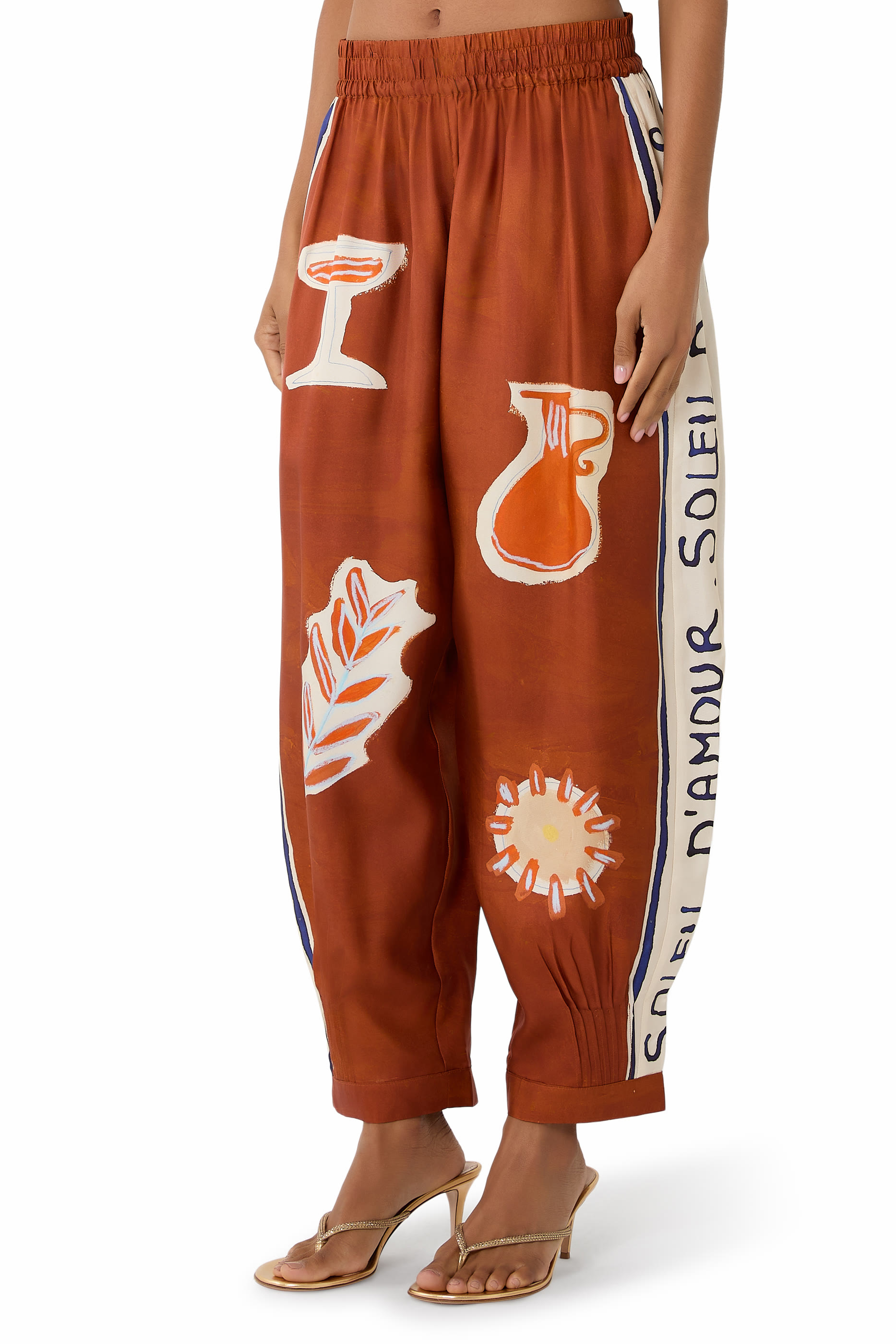 بنطال سولاي دامور بقصة ضيقة من الأسفل حرير