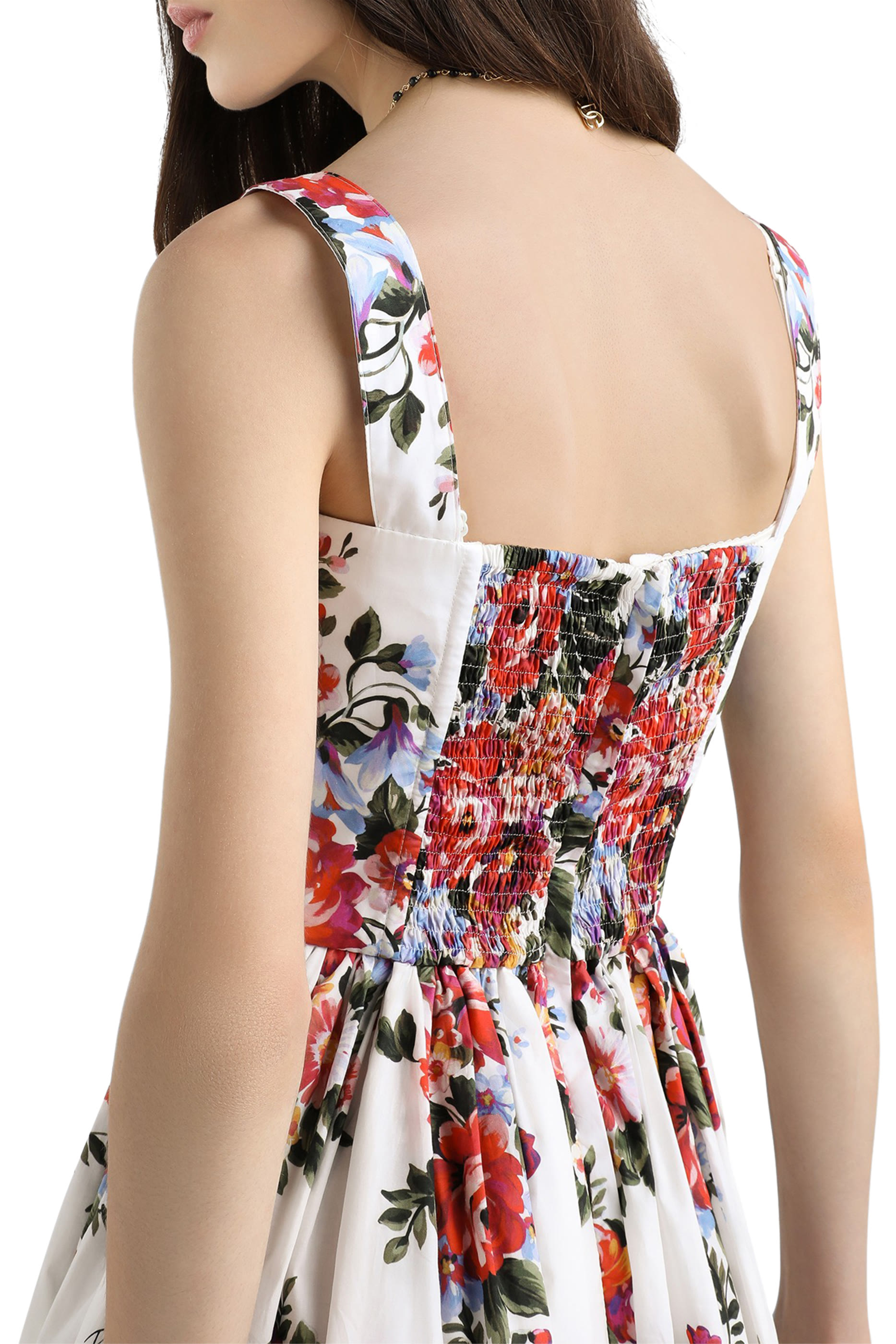 فستان متوسط الطول بنقشة زهور