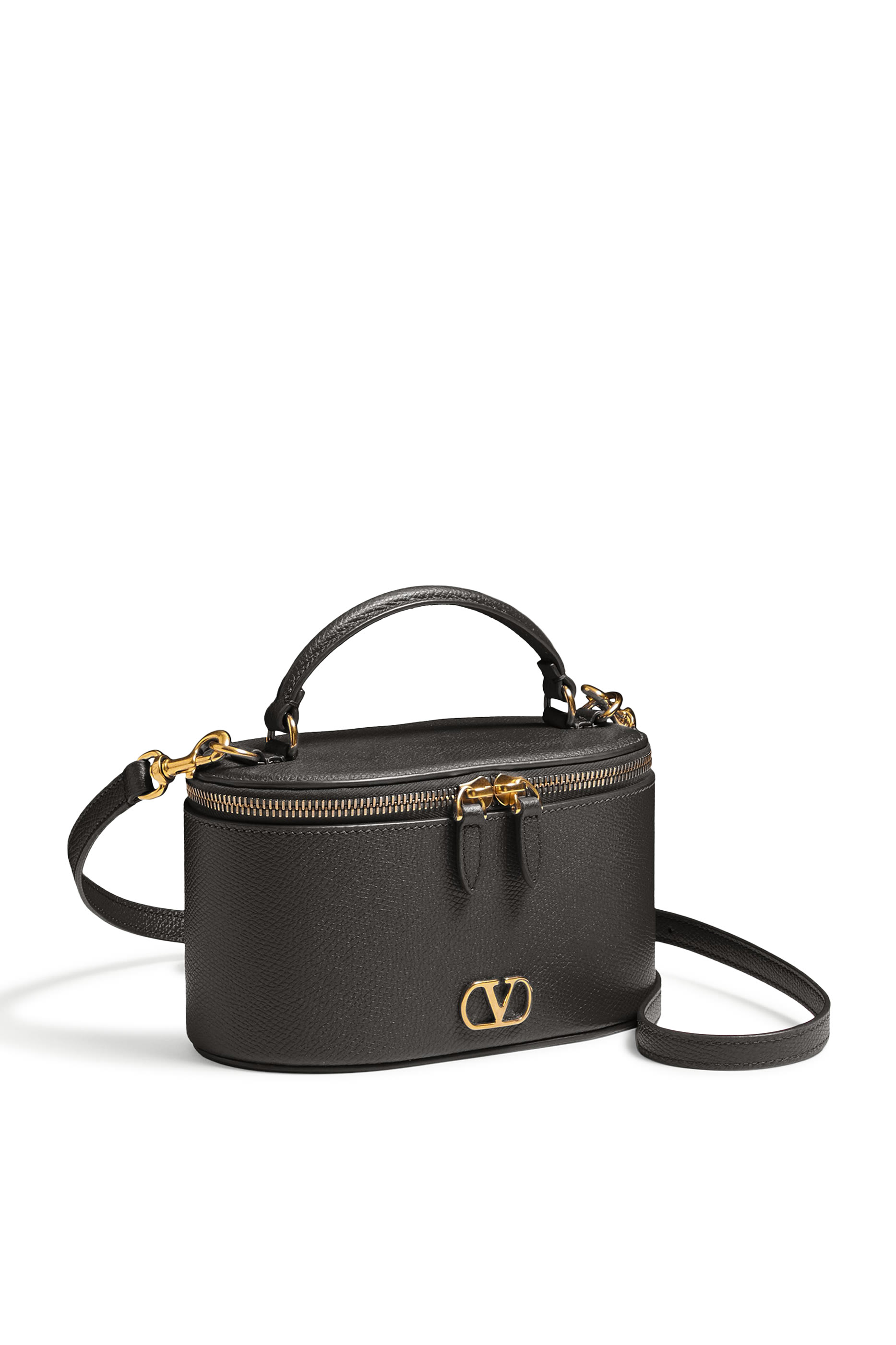 حقيبة مستحضرات تجميل صغيرة مزينة بشعار الماركة