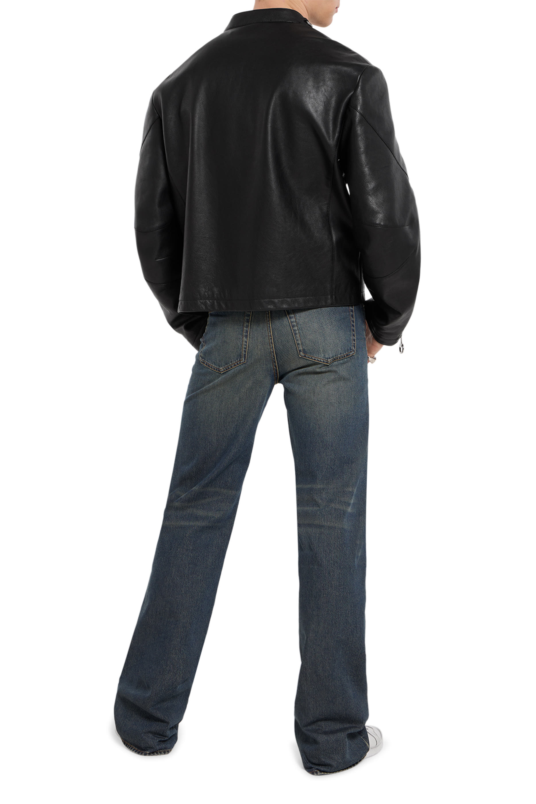 جاكيت مزين بحلية لجام الحصان جلد