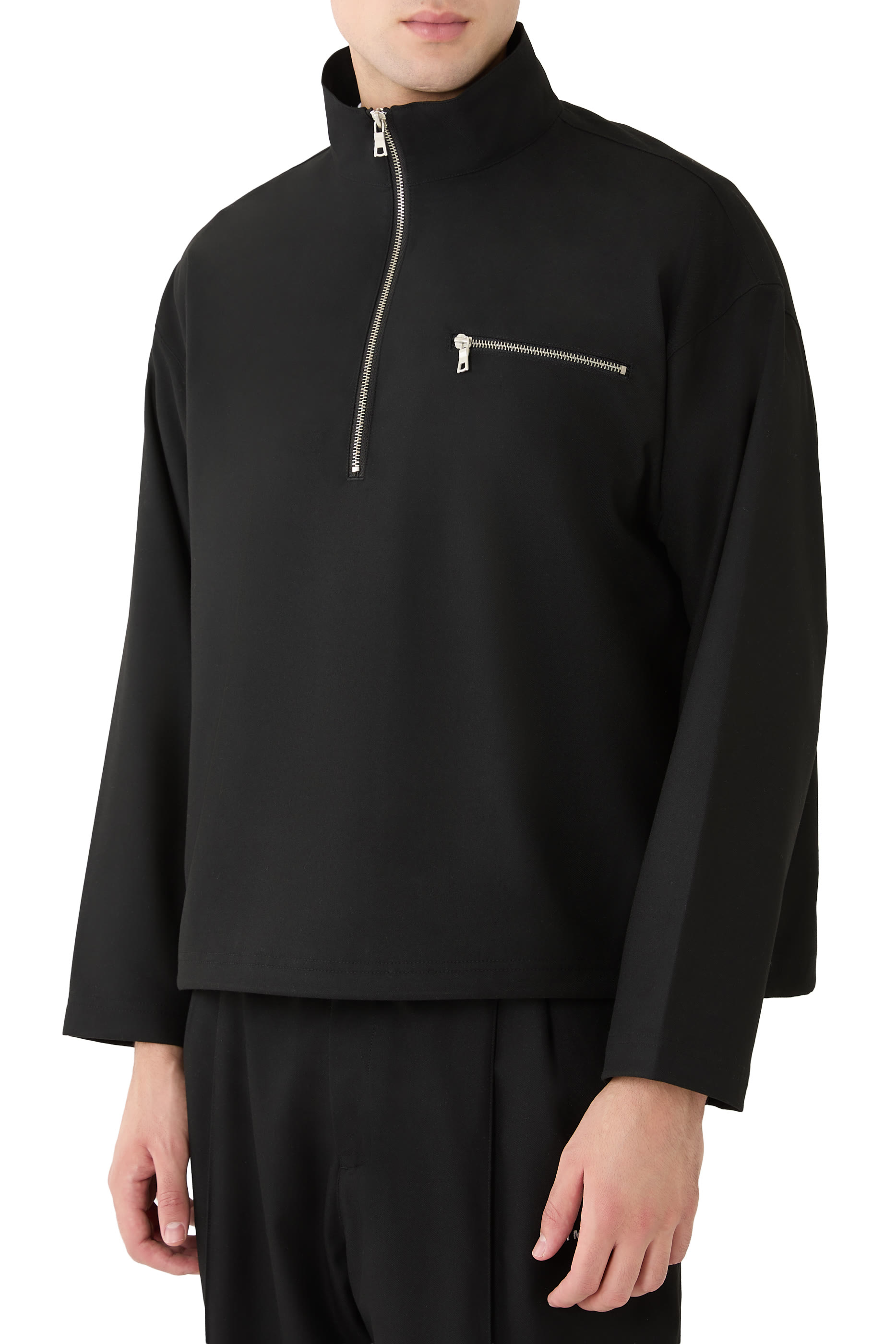 سويت شيرت بدلة بربع سحاب وشعار الماركة