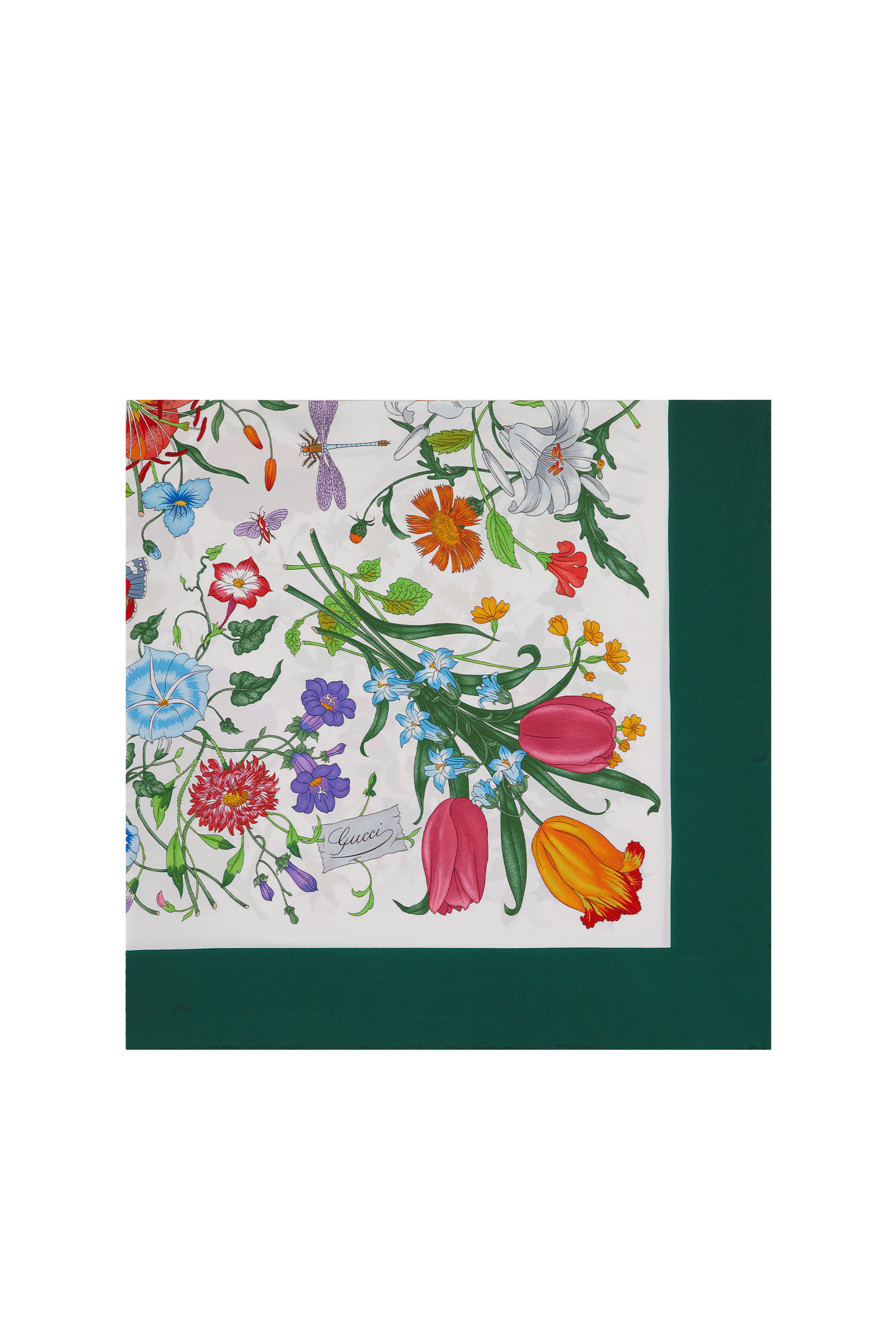 وشاح بطبعة ازهار حرير تويل بتصميم مربع