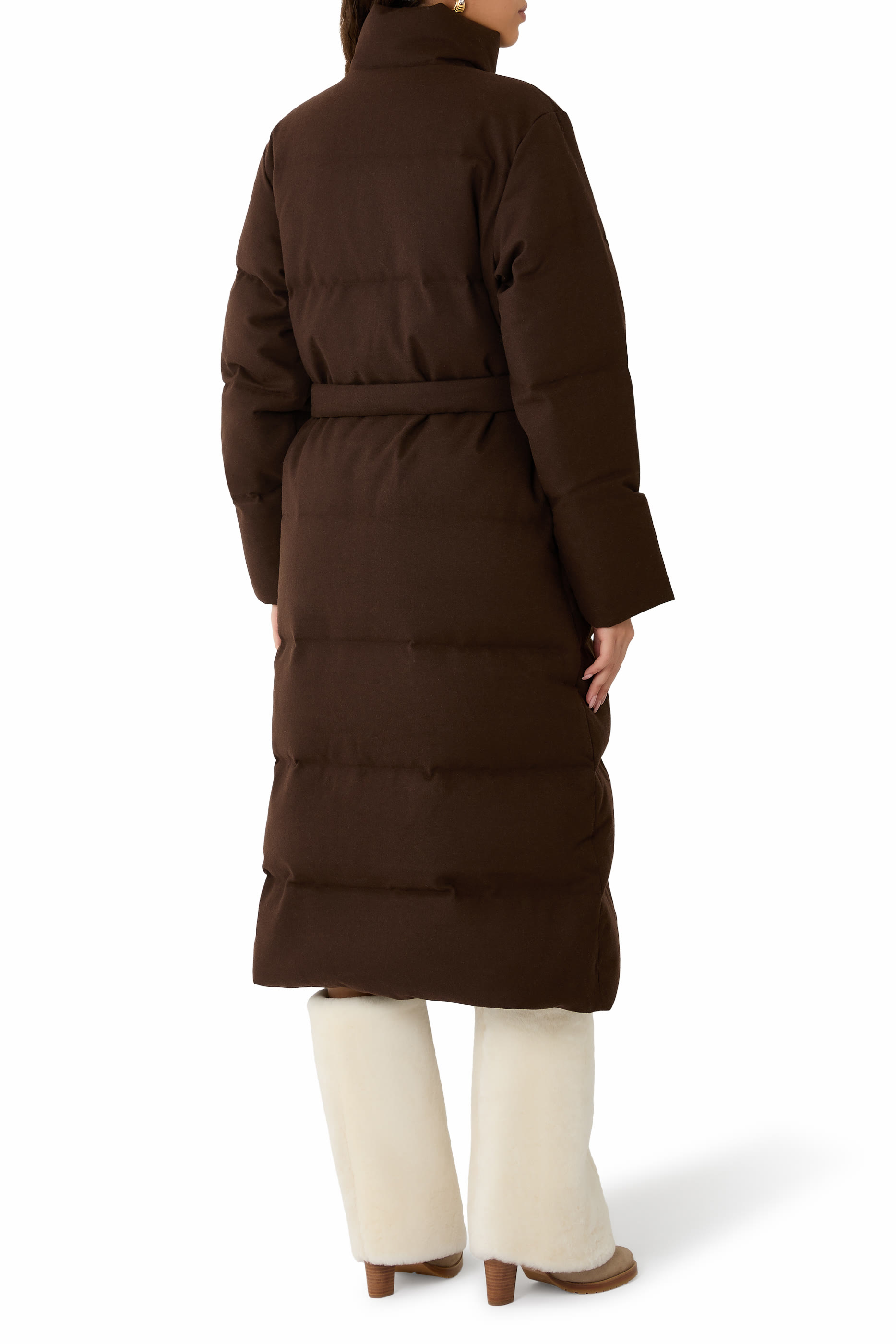 معطف صوف معالج مبطن بالزغب