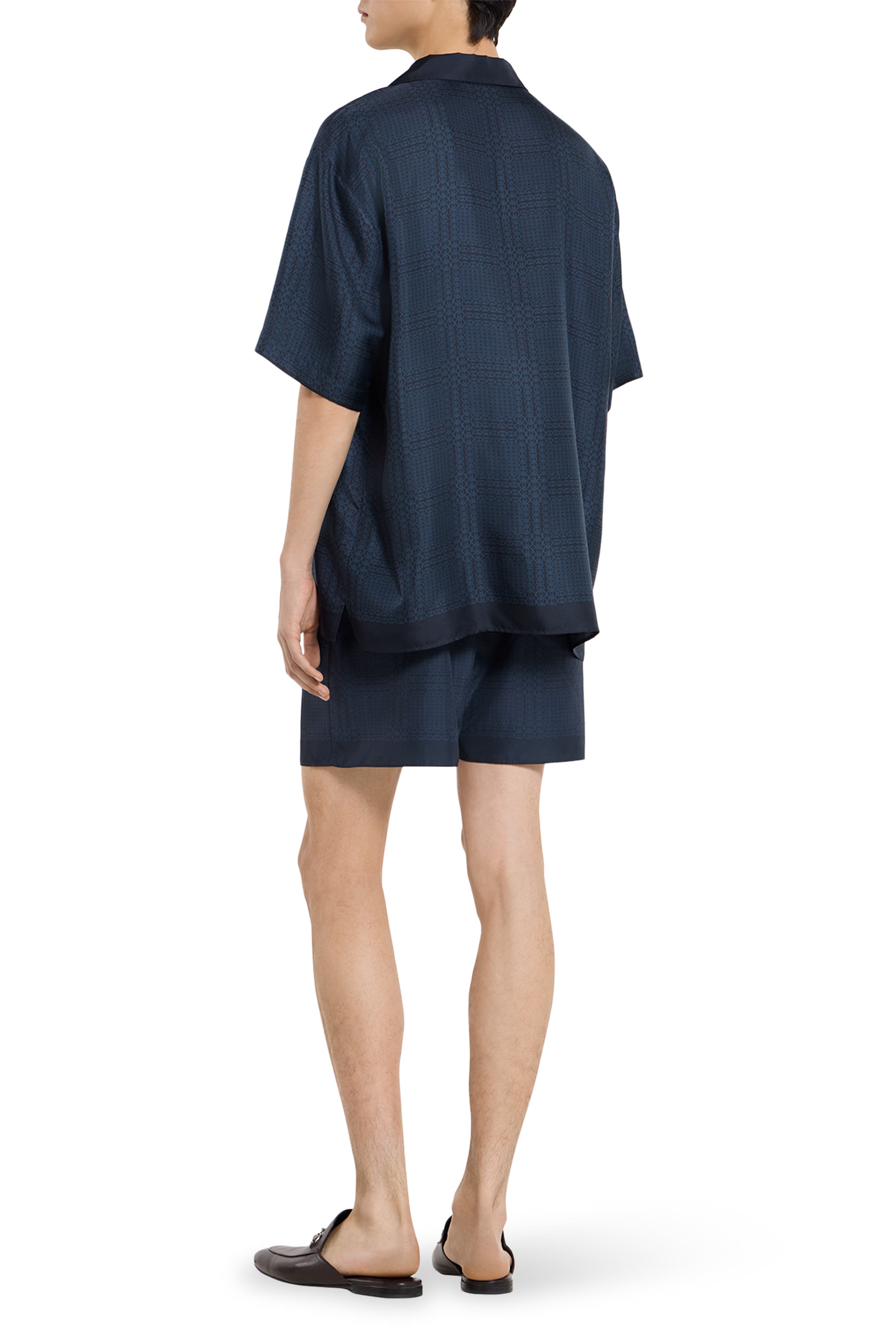 قميص بولينغ بطبعات حرير تويل