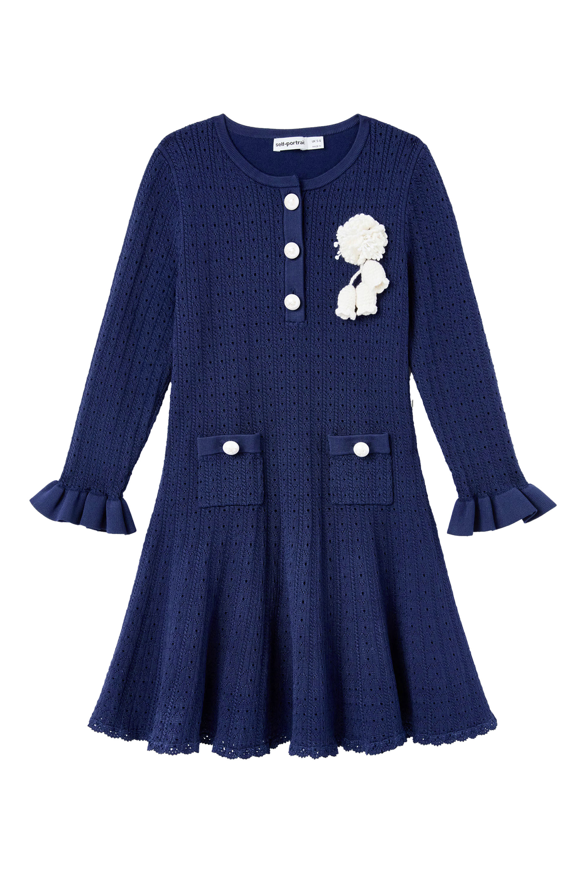 فستان بوانتيل منسوج للأطفال null