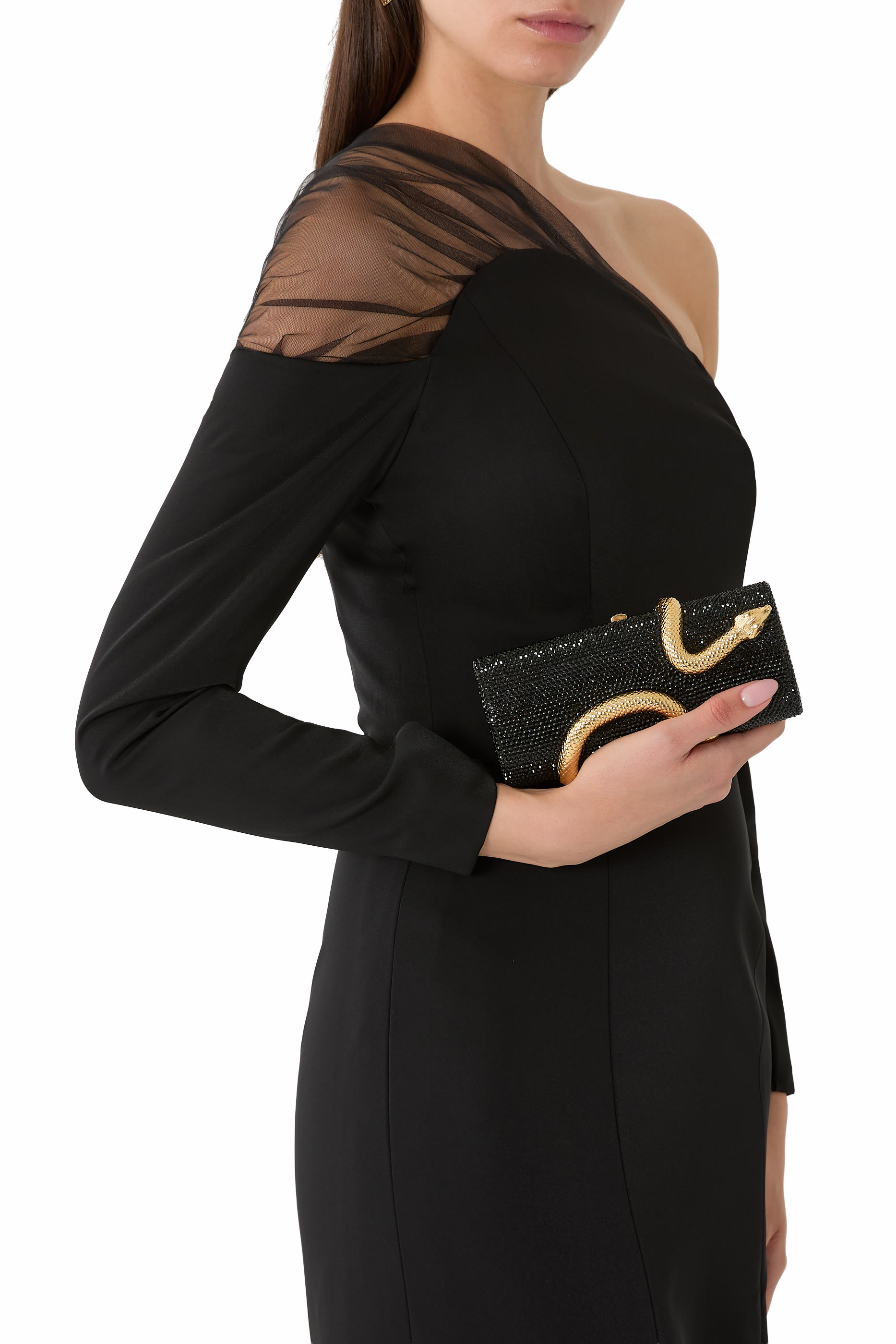 كلاتش سبايرل بنقشة أفعى مرصع بركريستال