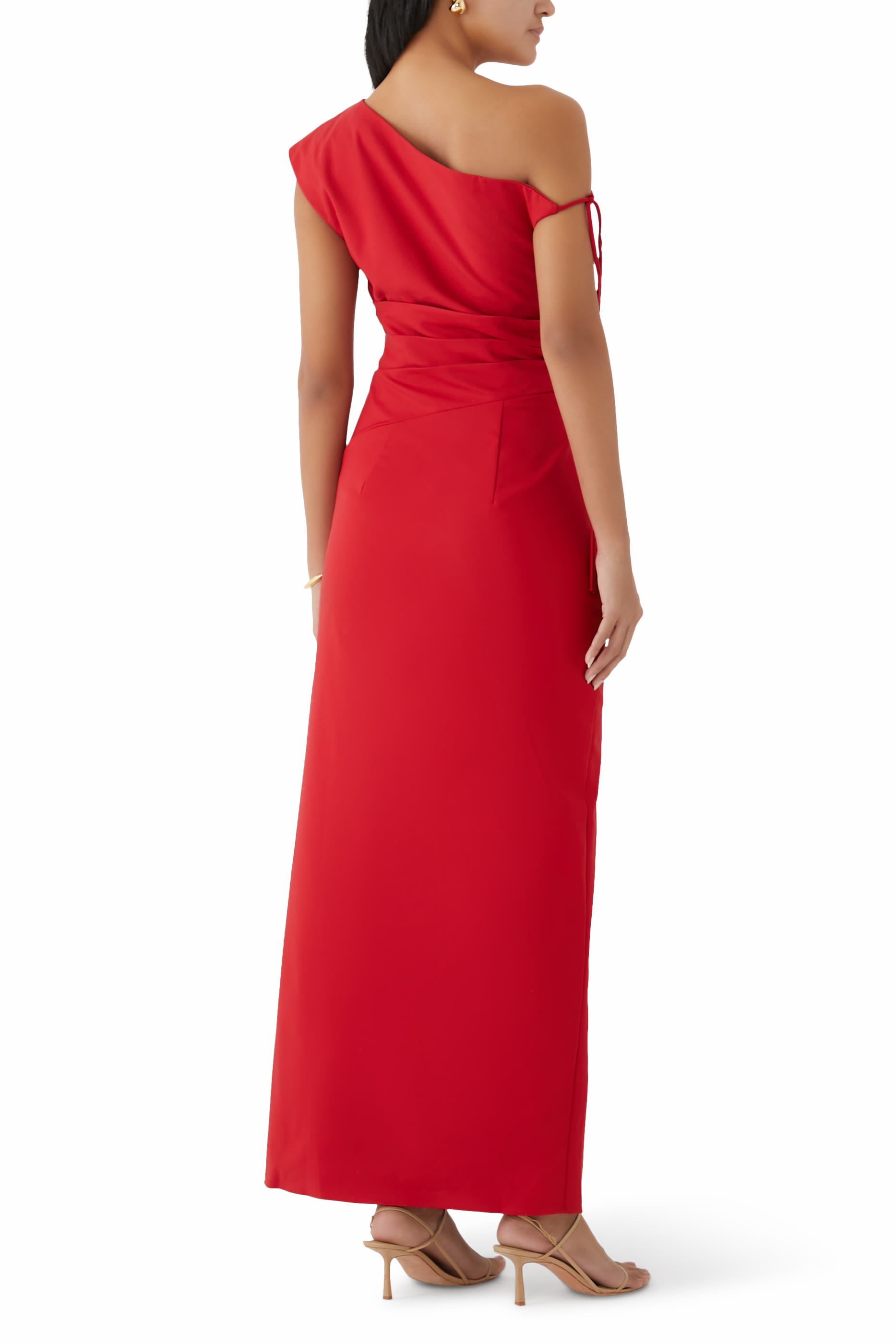 فستان لاني متوسط الطول بتصميم مزموم