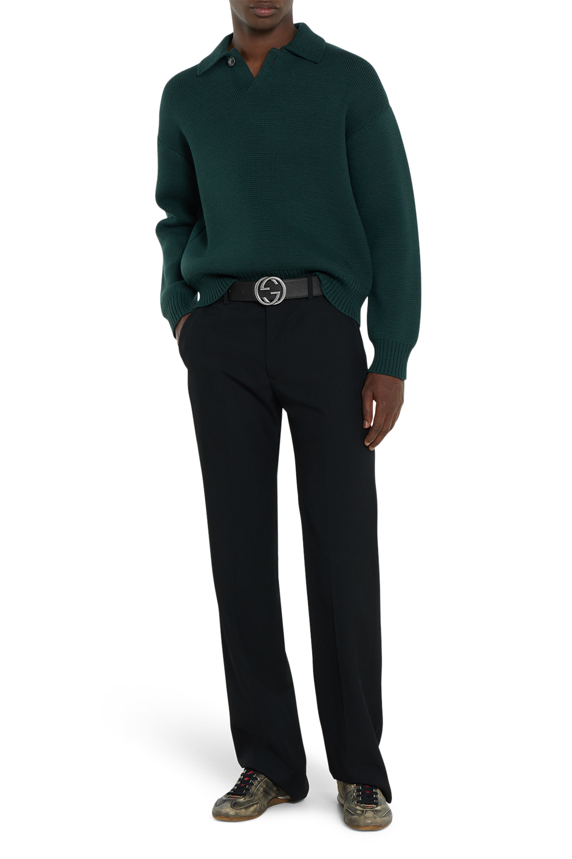 حزام بوجهين ومشبك بتصميم حرفي شعار الماركة المتداخلين