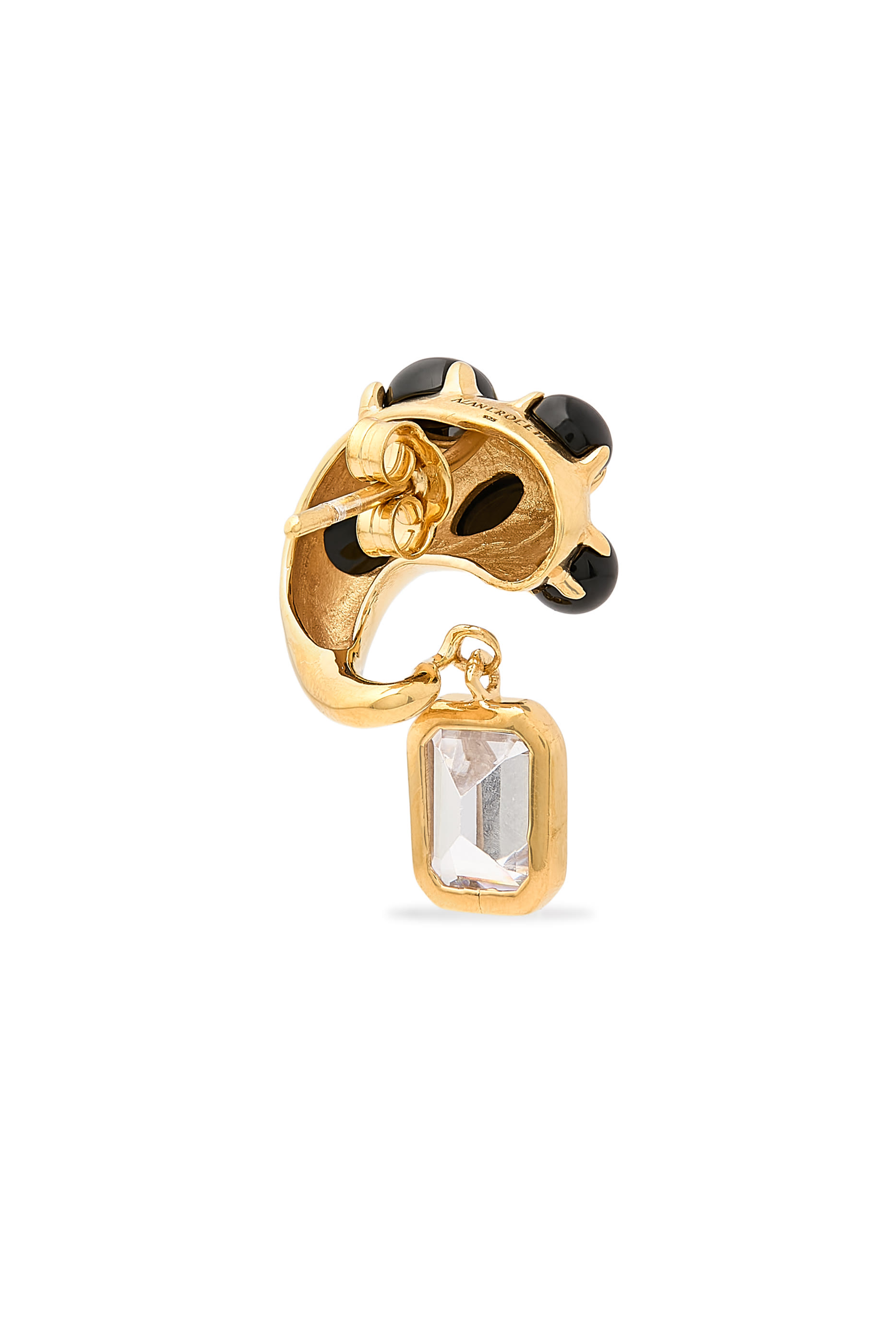 أقراط نانو مرصعة بكريستال ولؤلؤ أسود، فضة إسترلينية 925