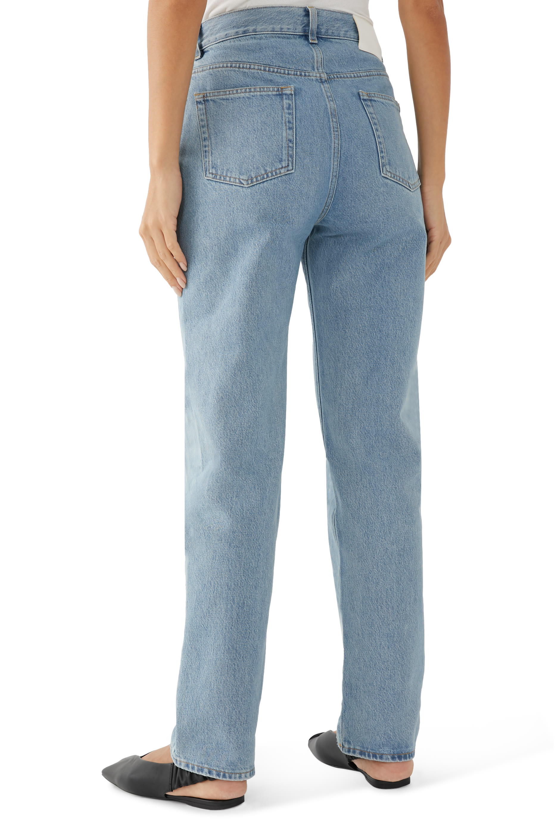 بنطال بقصة ساق مستقيمة دنيم