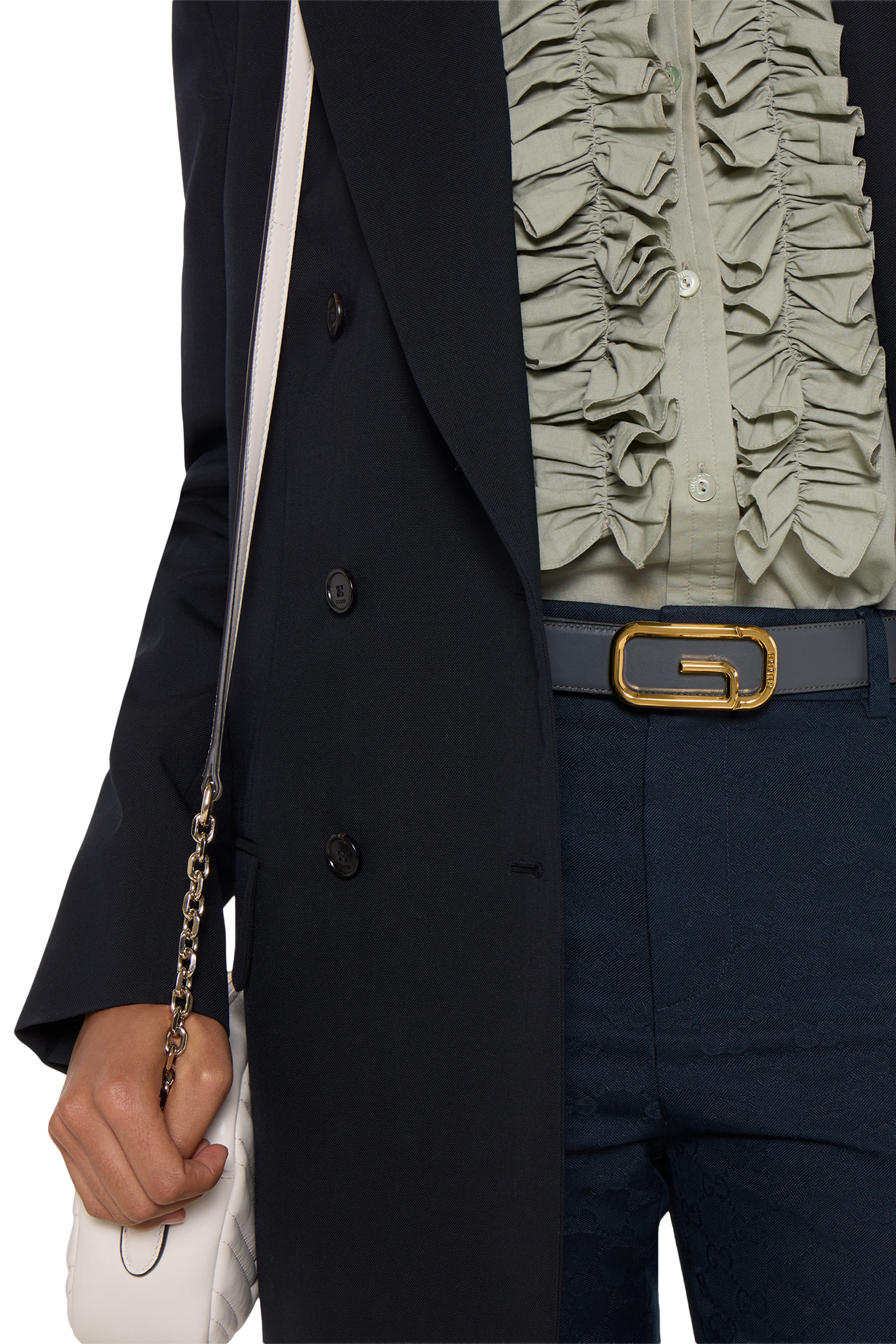 بنطال بشعار الماركة قطن غاباردين