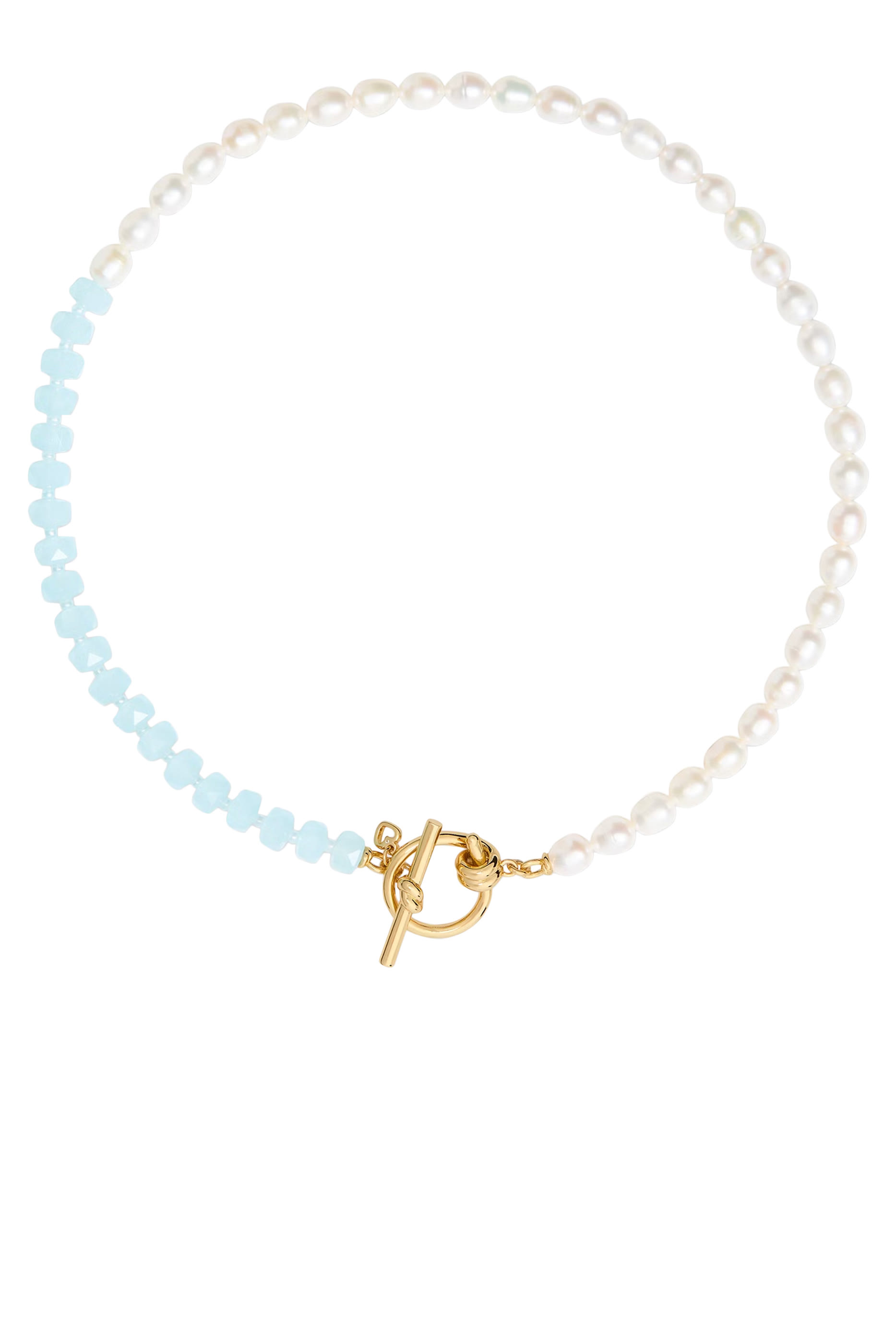 قلادة توغل روبس اند نوتس مرصعة بخرز زجاجي، لؤلؤ مياه عذبة، وأحجار زركونيا مكعبة، معدن مطلي