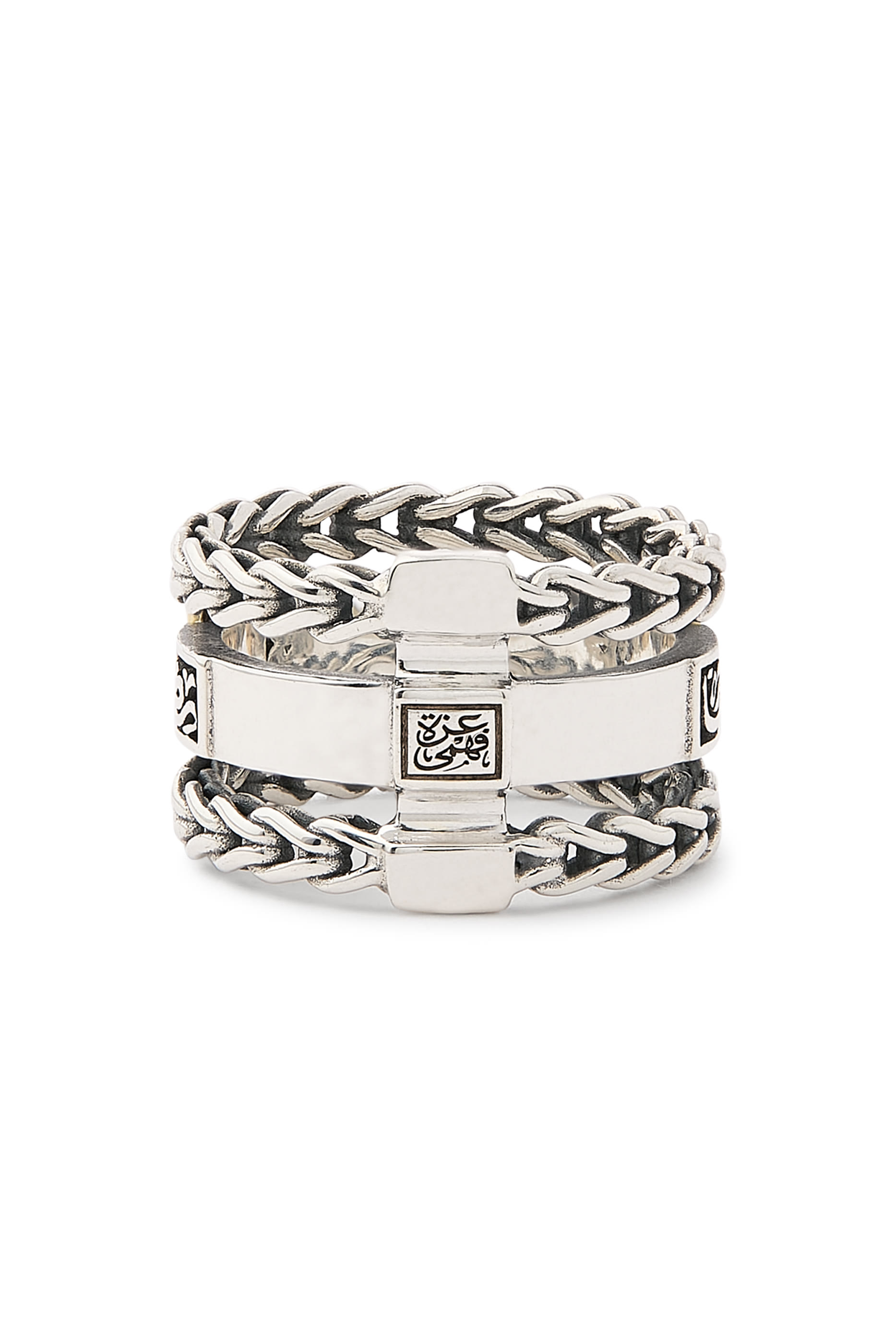 خاتم تراث رومان مرصع بحجر تانزانيت أزرق، ذهب أصفر عيار 18 وفضة استرلينية