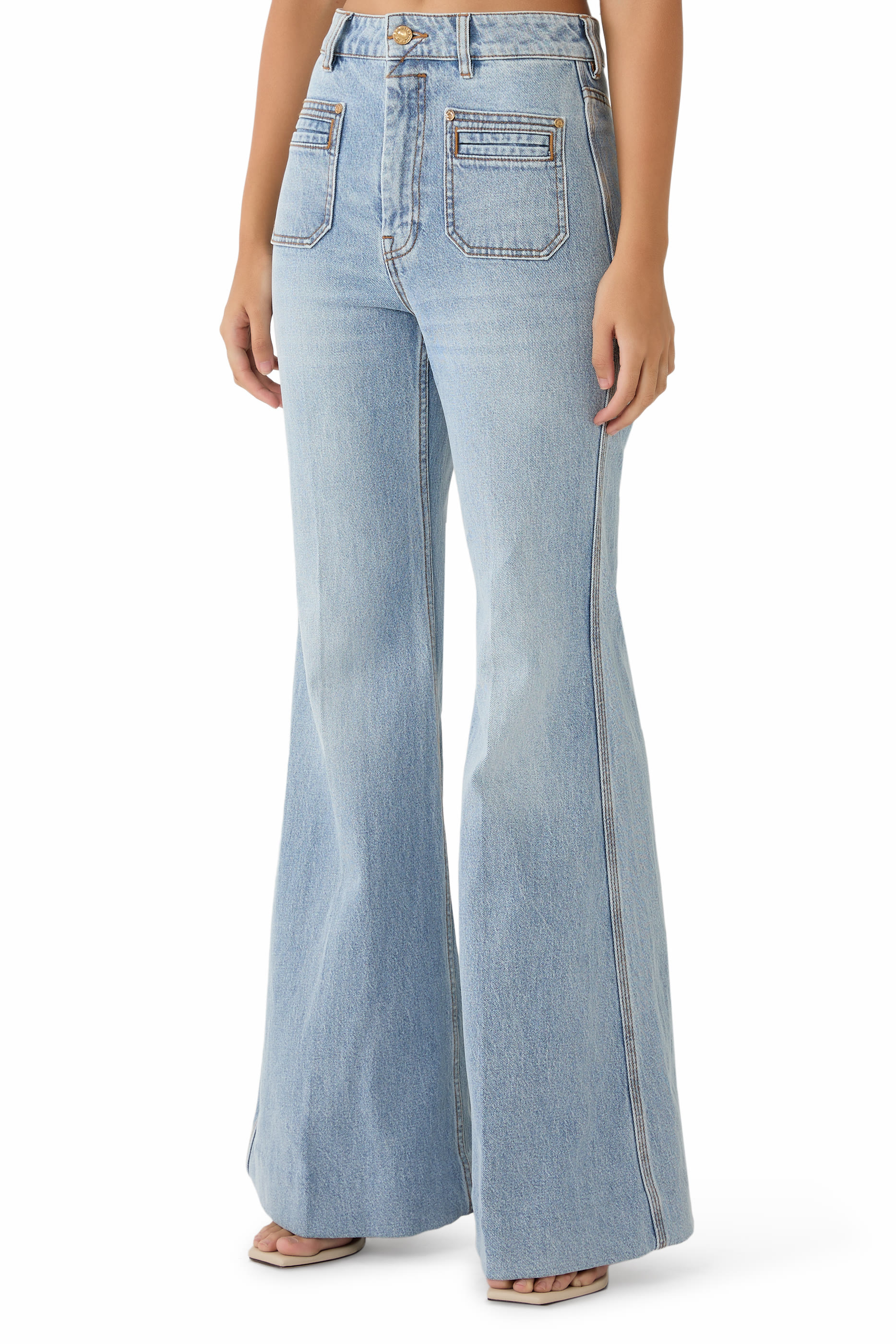 بنطال جينز بحواف واسعة دنيم