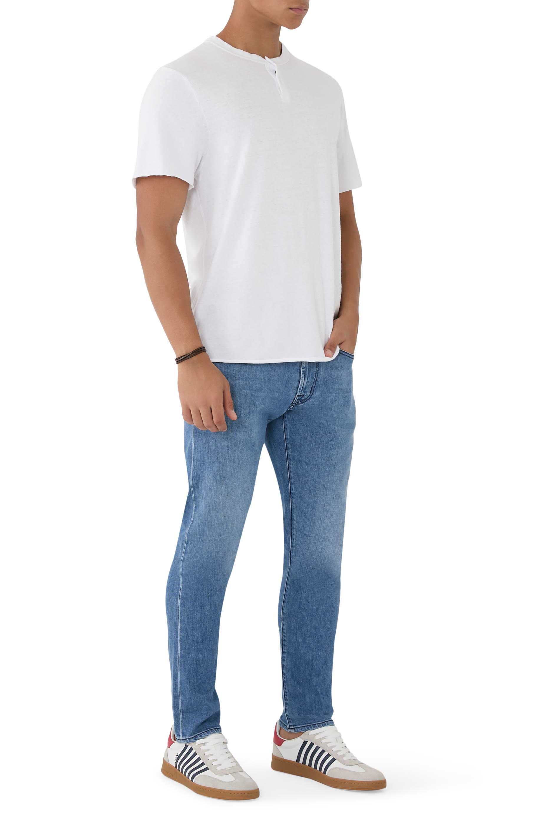 تيشيرت بياقة هنلي جيرسيه بارز الملمس