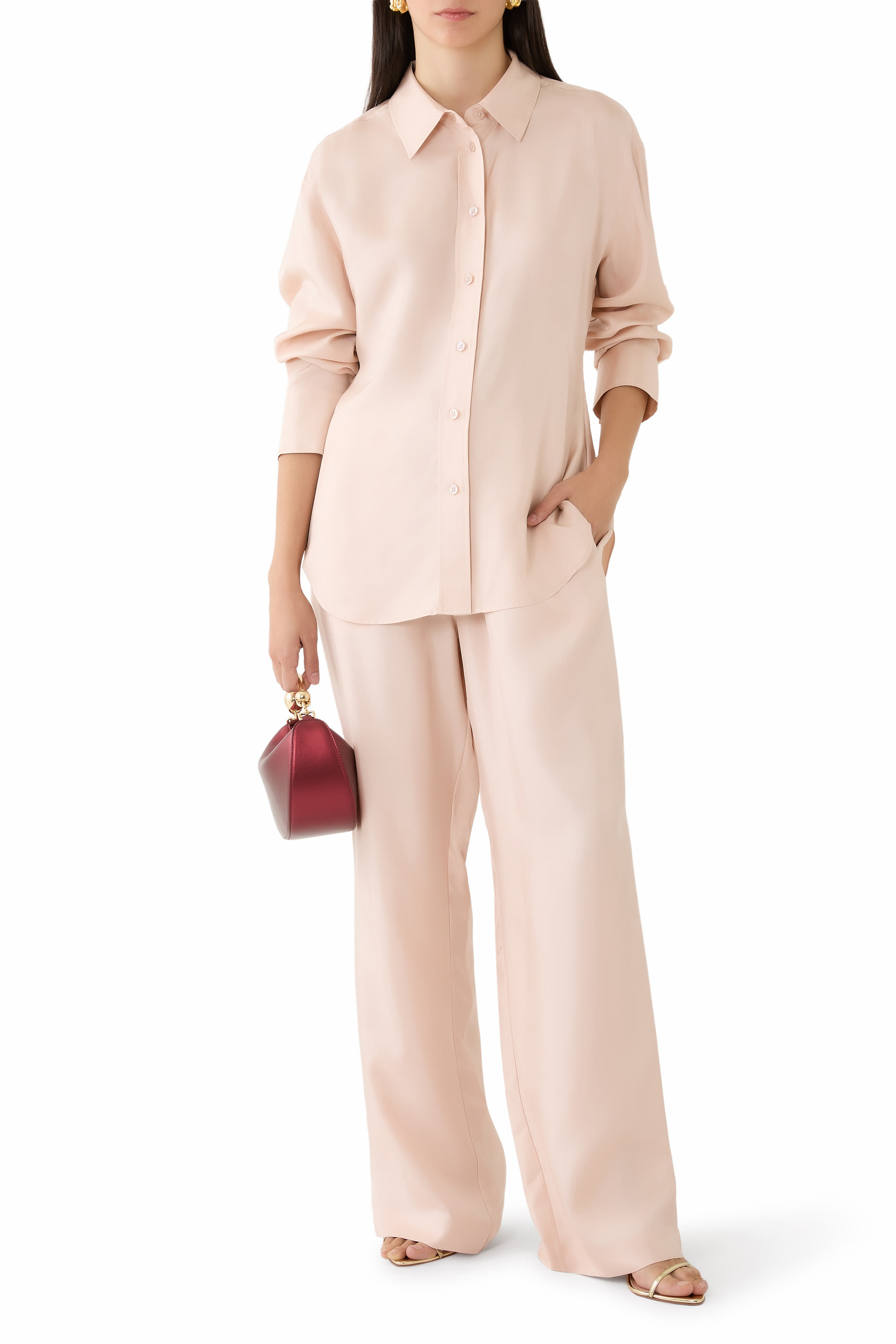 بنطال بقصة مريحة حرير