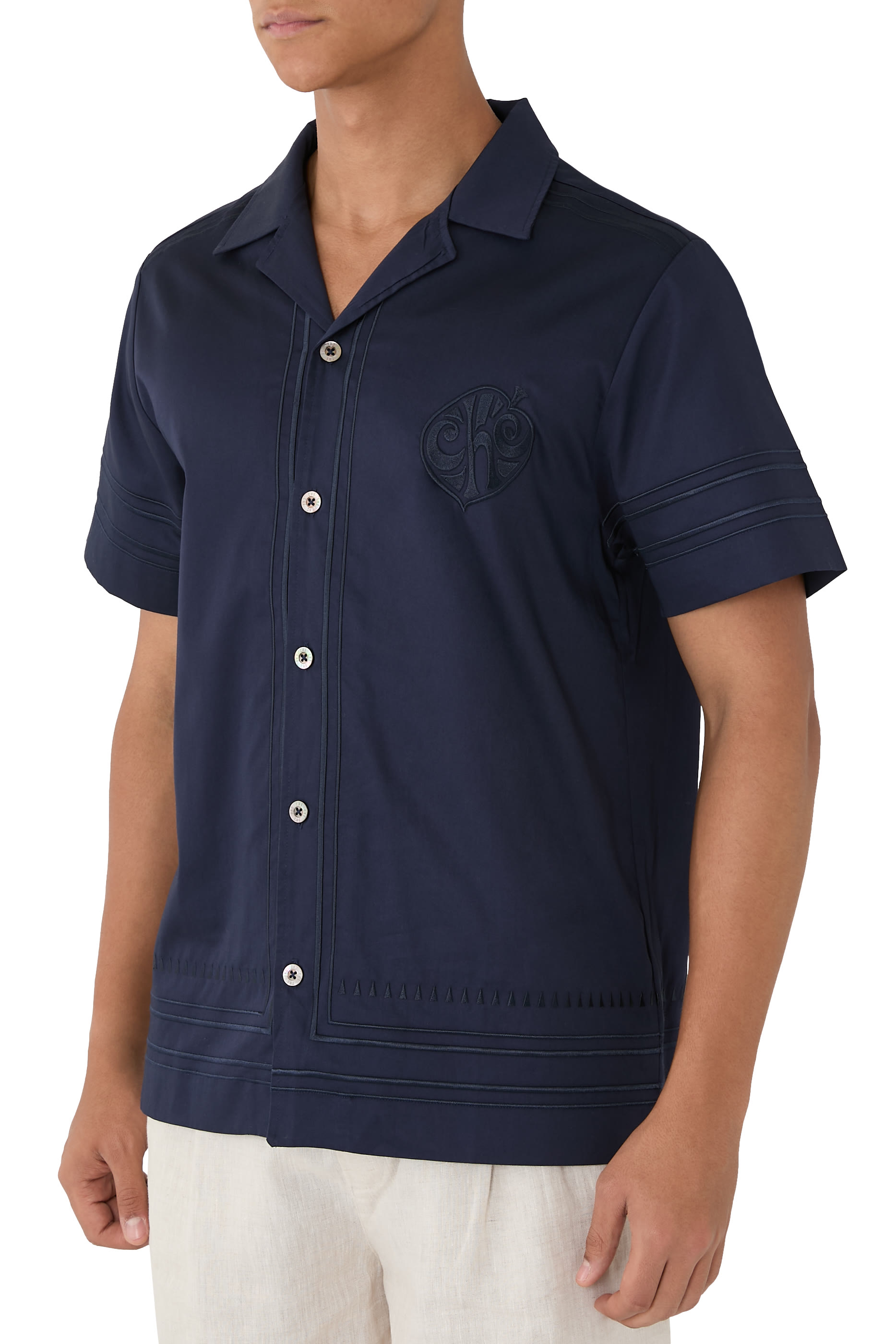 قميص بتطريز بتصميم نخيل قطن