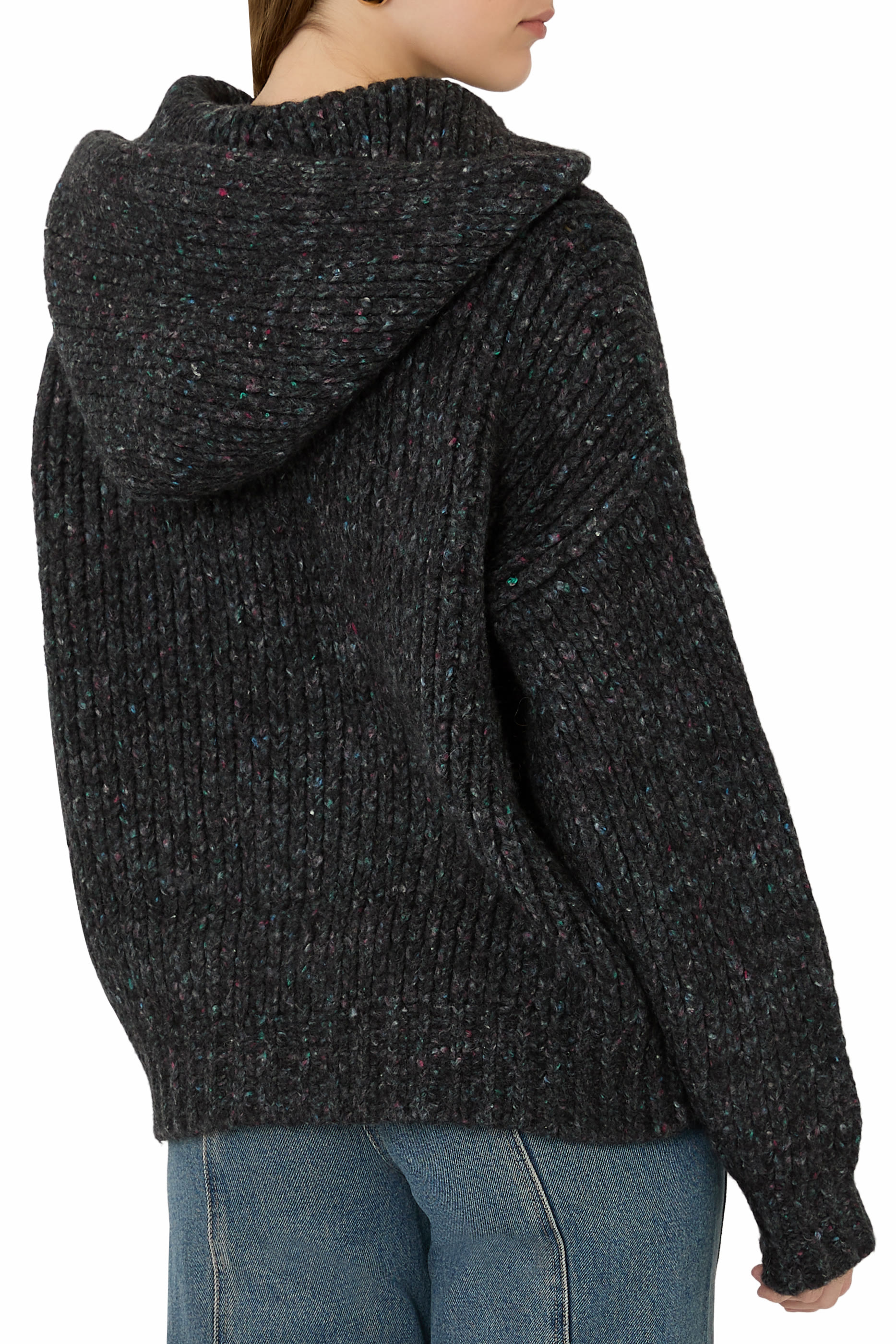 هودي بقصة فضفاضة مزين بشعار الماركة منسوج باليد